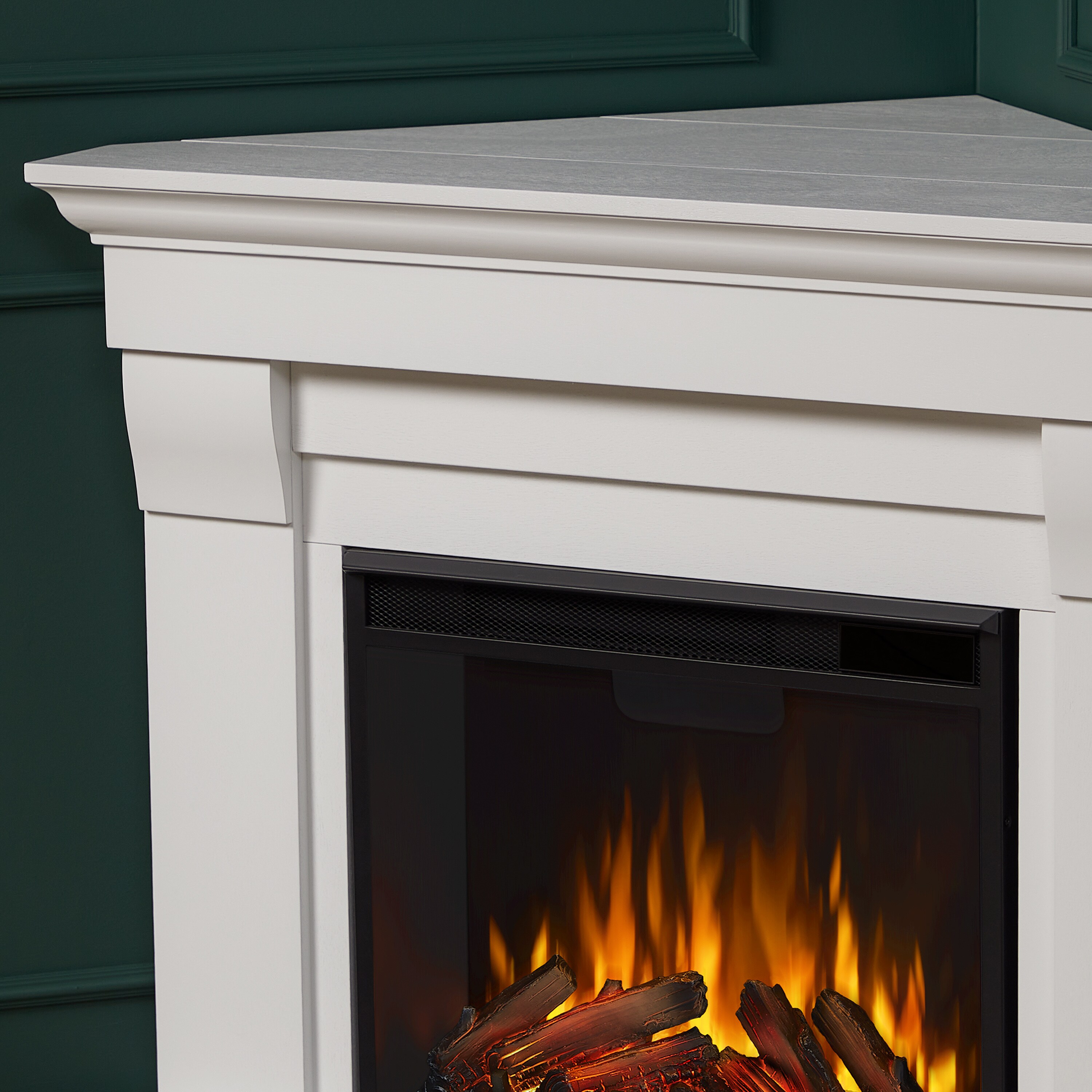 Chateau 41" White Electric Fireplace with Classic Mantel