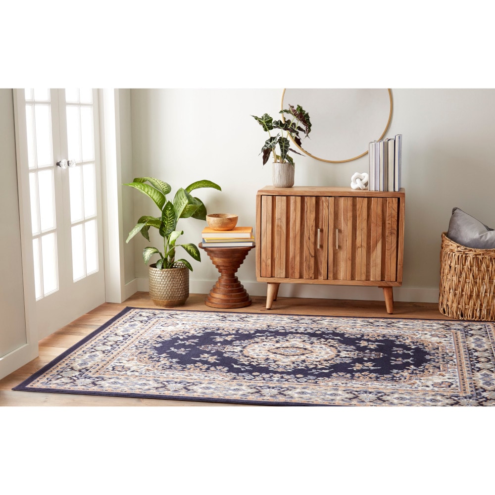Home Dynamix 5-7069-300 Premium Sakarya 2 x 3 (ft) Loomed Polypropylene Navy Blue Rectangular Indoor Medallion French Country Area rug