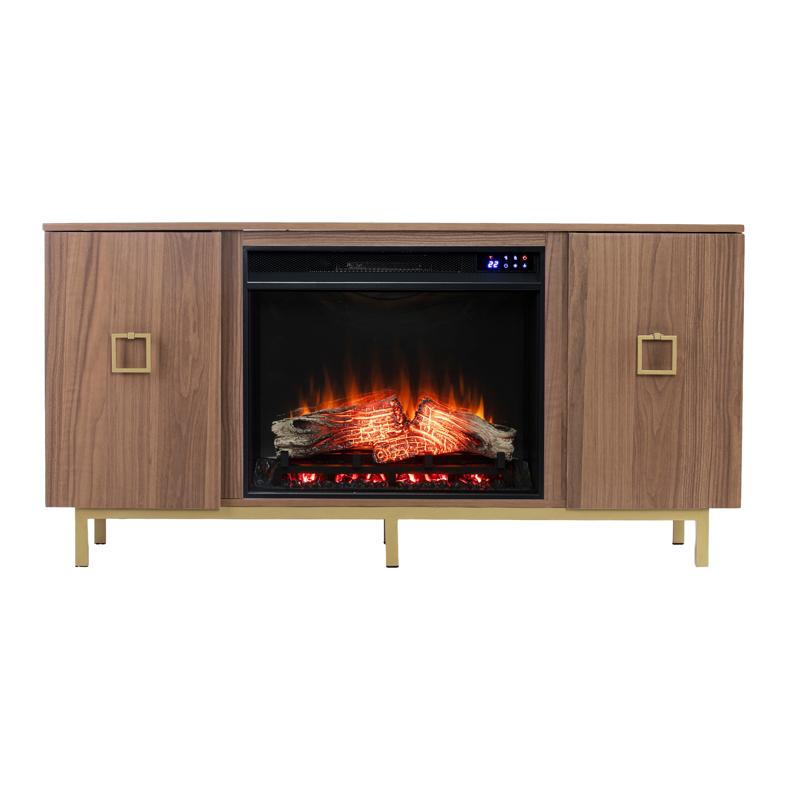 Southern Enterprises FR1165456 54-Inches W Natural and gold Free standing Fan-forced Flat wall Electric Fireplace with Remote Control Included