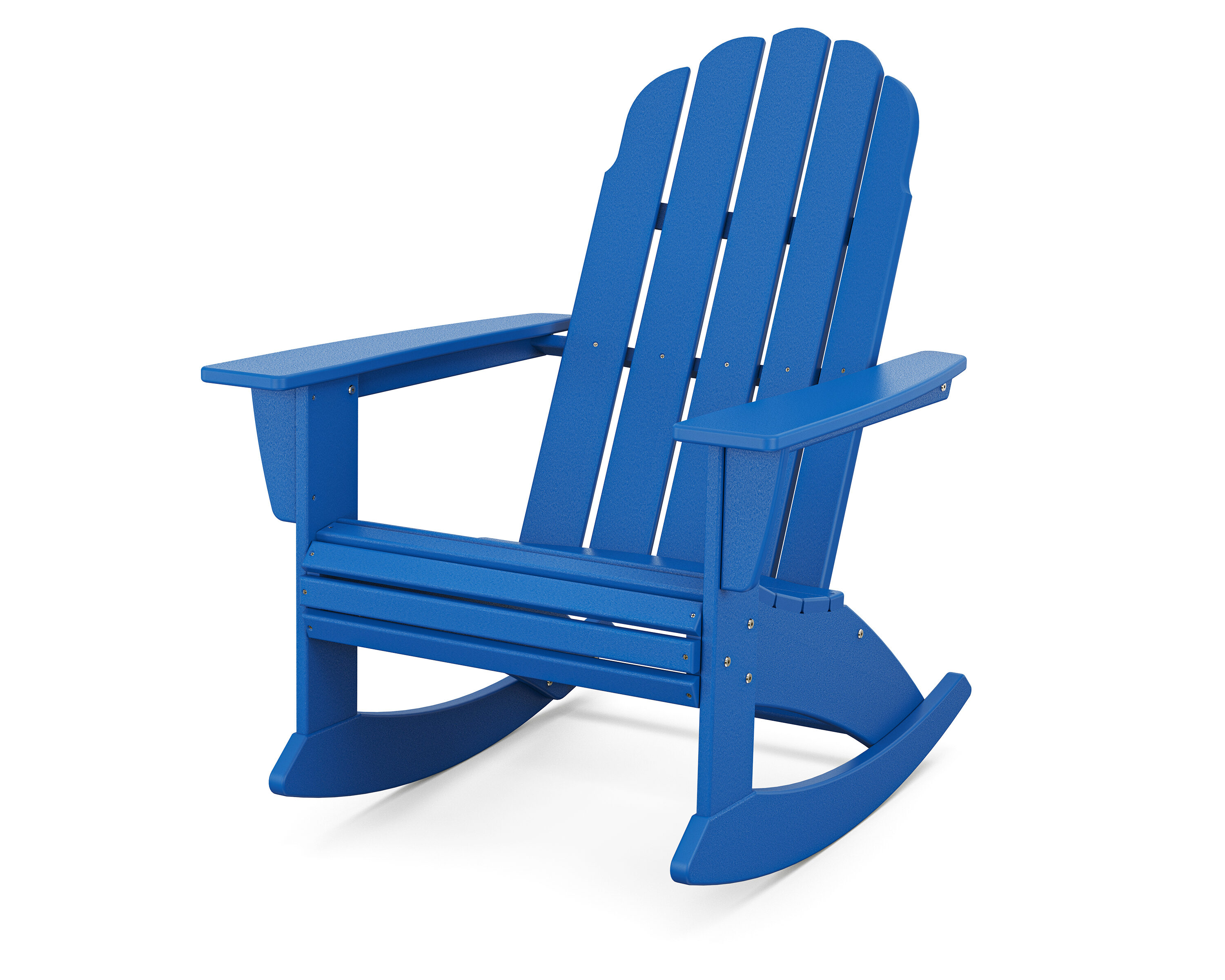 POLYWOOD ADR600PB Vineyard Pacific Blue Plastic Frame Rocking Chair with Slat Seat