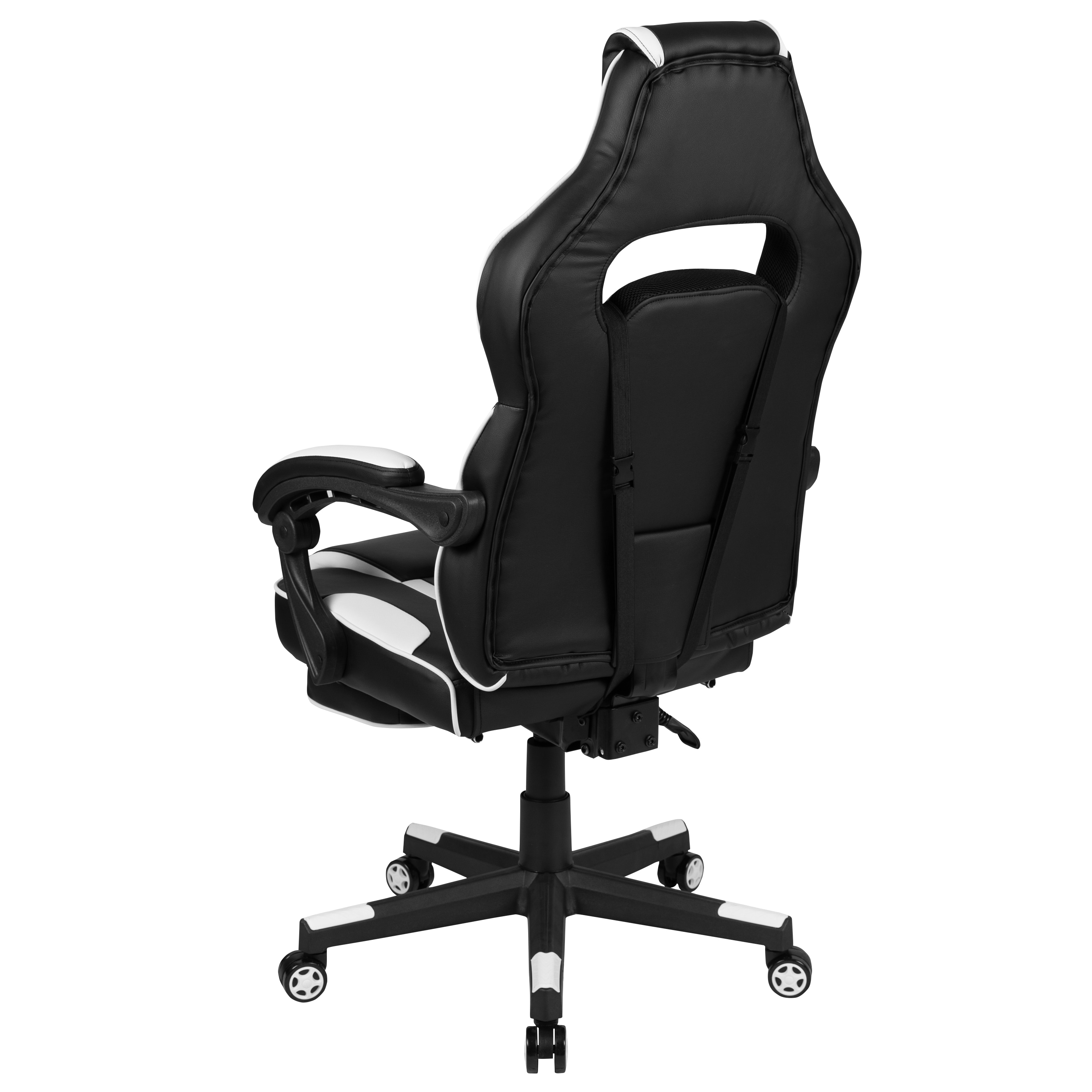 White Ergonomic Reclining Gaming Chair with Massaging Lumbar Support