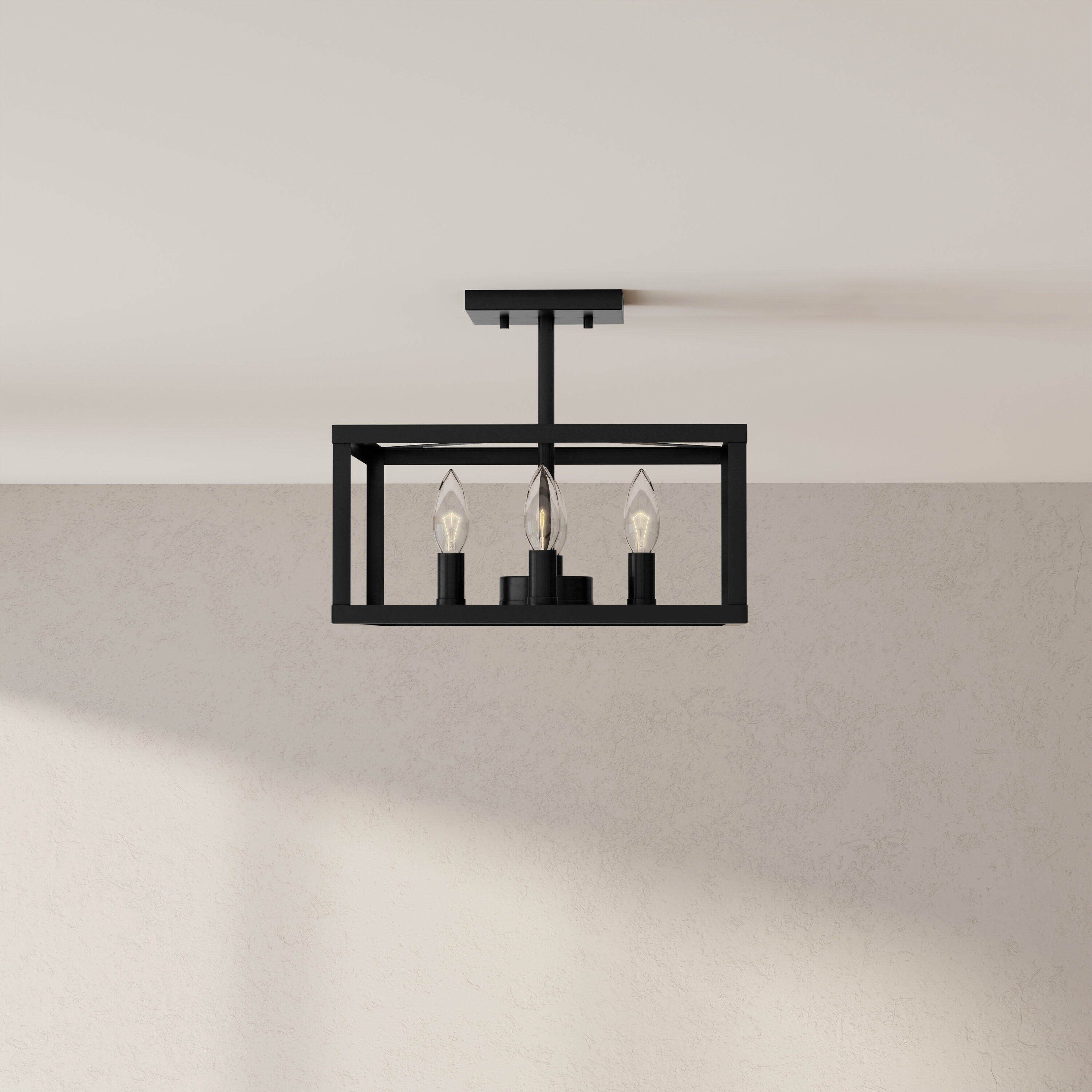 Progress Lighting P350264-31M Hillcrest 4 -Light 13-in Matte Black Semi Flush Mount Light