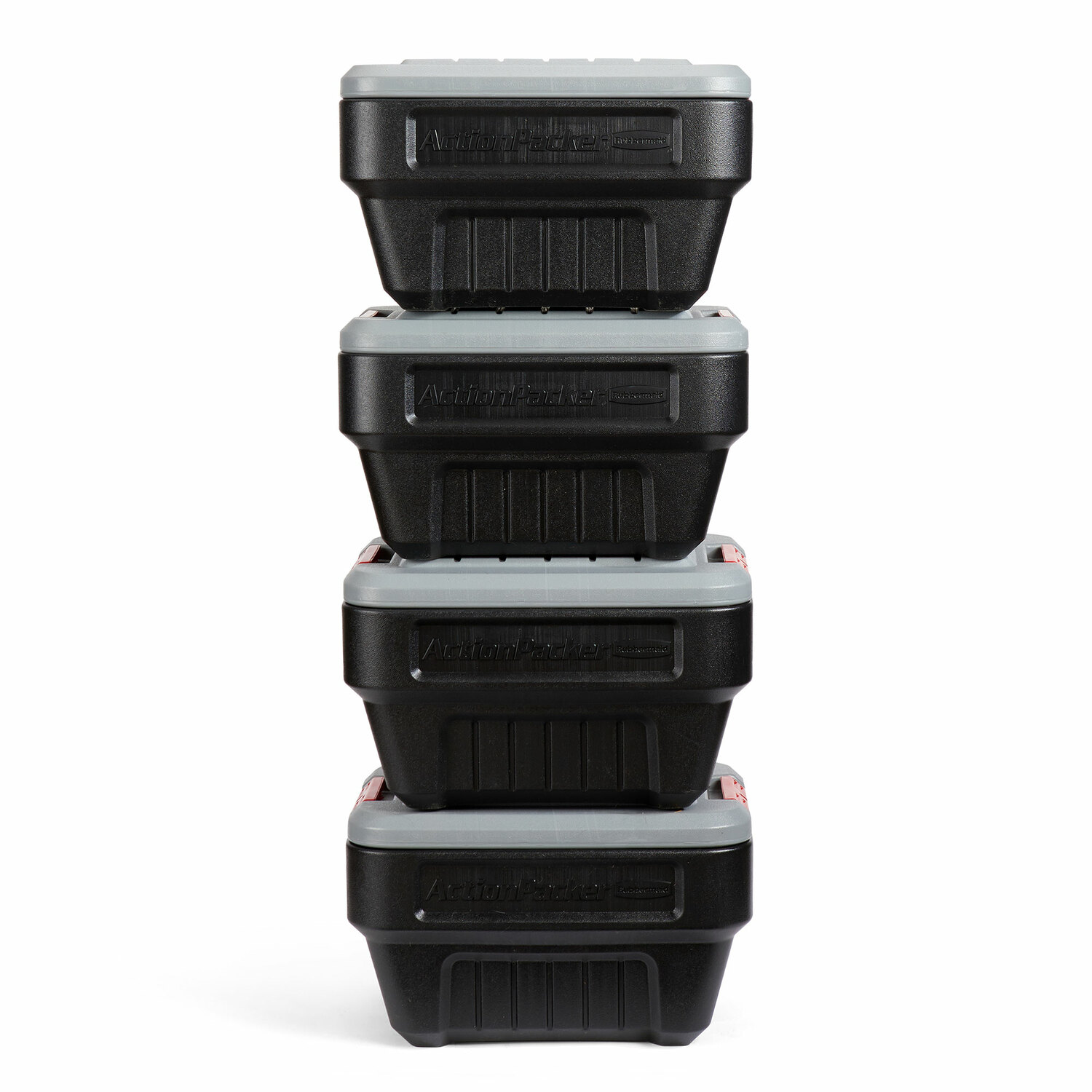 Rubbermaid 4 Pack Medium 8 Gallon s Black Weatherproof Heavy Duty Tote with Latching Lid in the Plastic Storage Containers department at Lowes