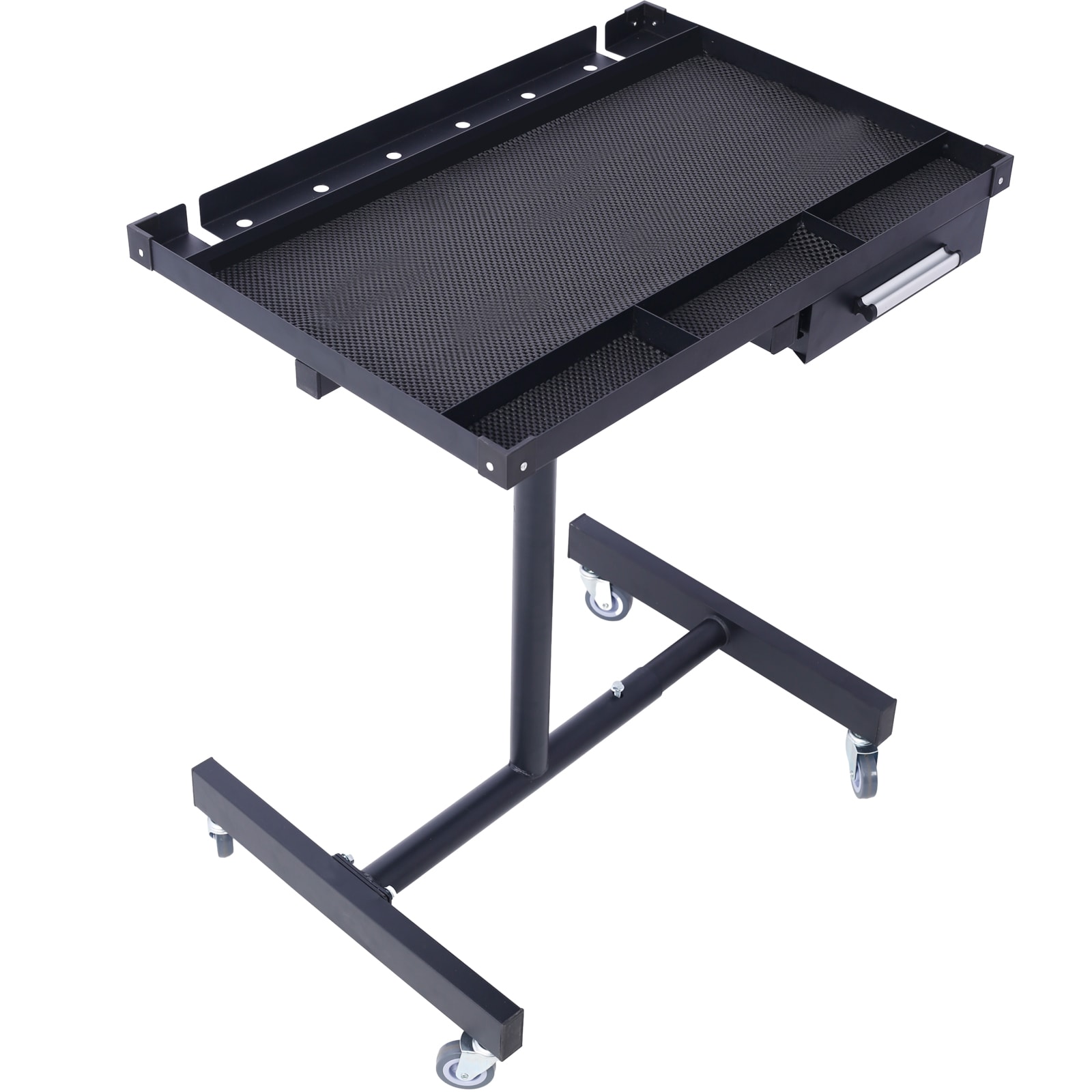 Tatayosi Adjustable Black Tear Down 220 Pound Capacity Work Table with Drawer for Garages/Repair Shops and DIY Portable 2-1/2 Inches Swivel Casters Rubber Corners Heavy Duty Steel #JL565405