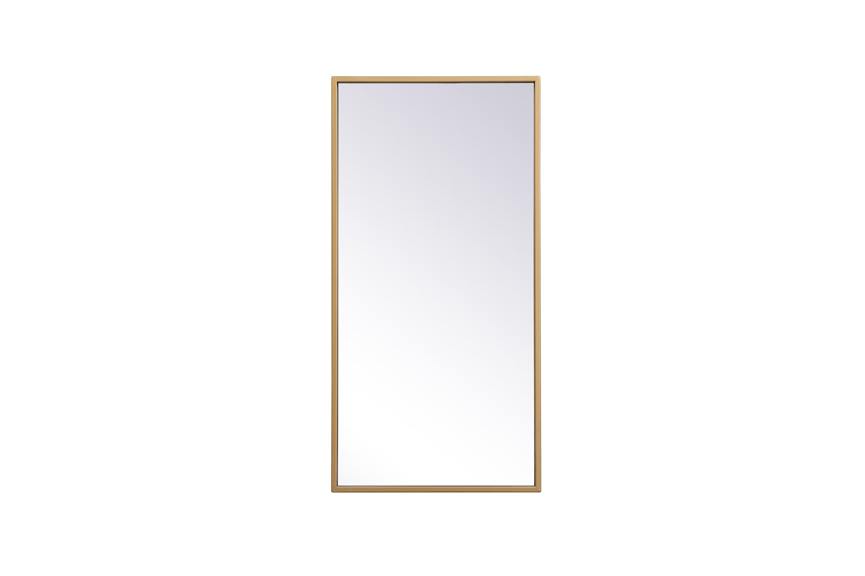 Simply Living Home Matteois Metal Frame Rectangle Mirror 14x28 inch in Brass