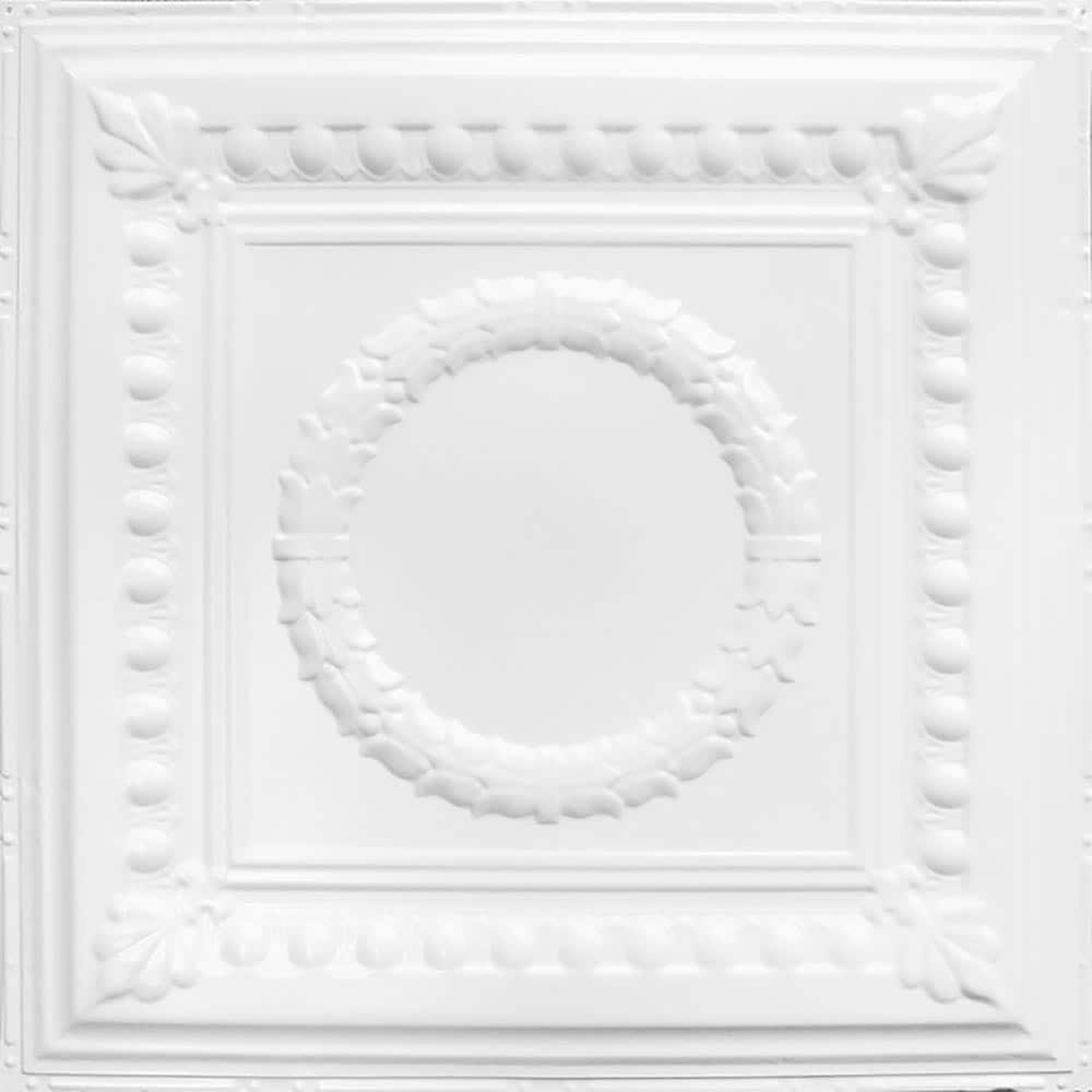 American Tin Ceilings 24-in x 24-in Bright White Satin Surface-mount ...