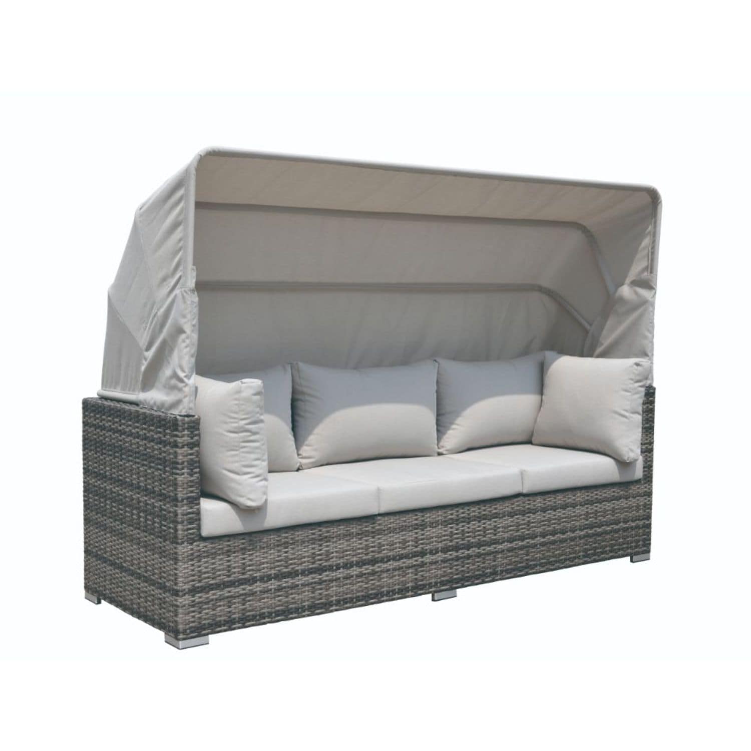 Courtyard Casual Aurora Rattan Outdoor Daybed with Gray Cushion(S) and ...