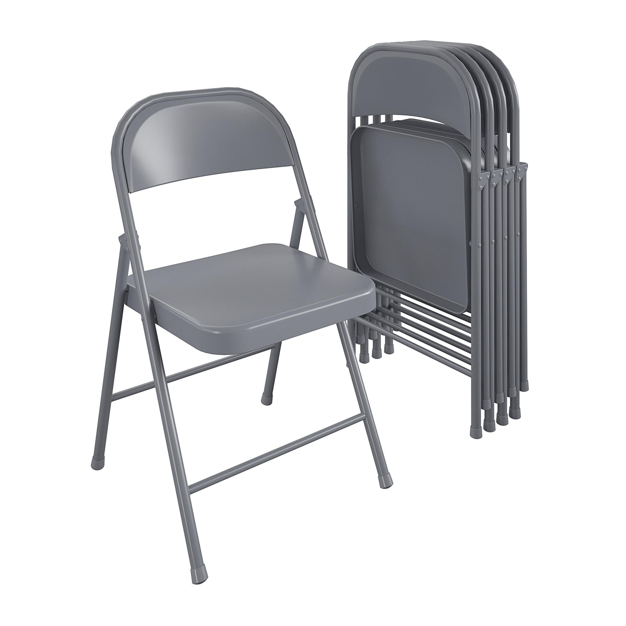 Cosco 14735CGR4E 4 -Pack Gray Residential Standard Folding Chair with Solid Seat ( Indoor )
