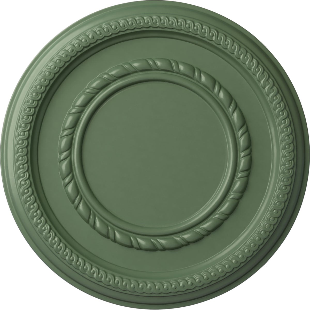 Ekena Millwork CM12FEAGF Federal Roped Small 12.5-in W x 12.5-in L Painted Athenian Green Polyurethane Whole Ceiling Medallion