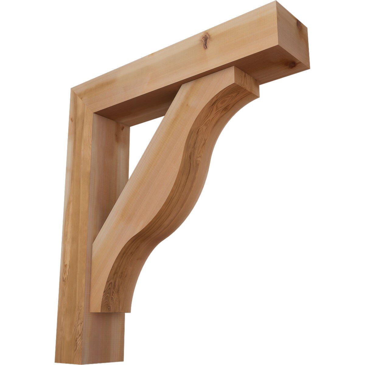Ekena Millwork 1462397 Funston Block Smooth Bracket with Offset Brace 7-1/2-in x 36-in x 40-in Western red cedar Brown Wood Standard bracket