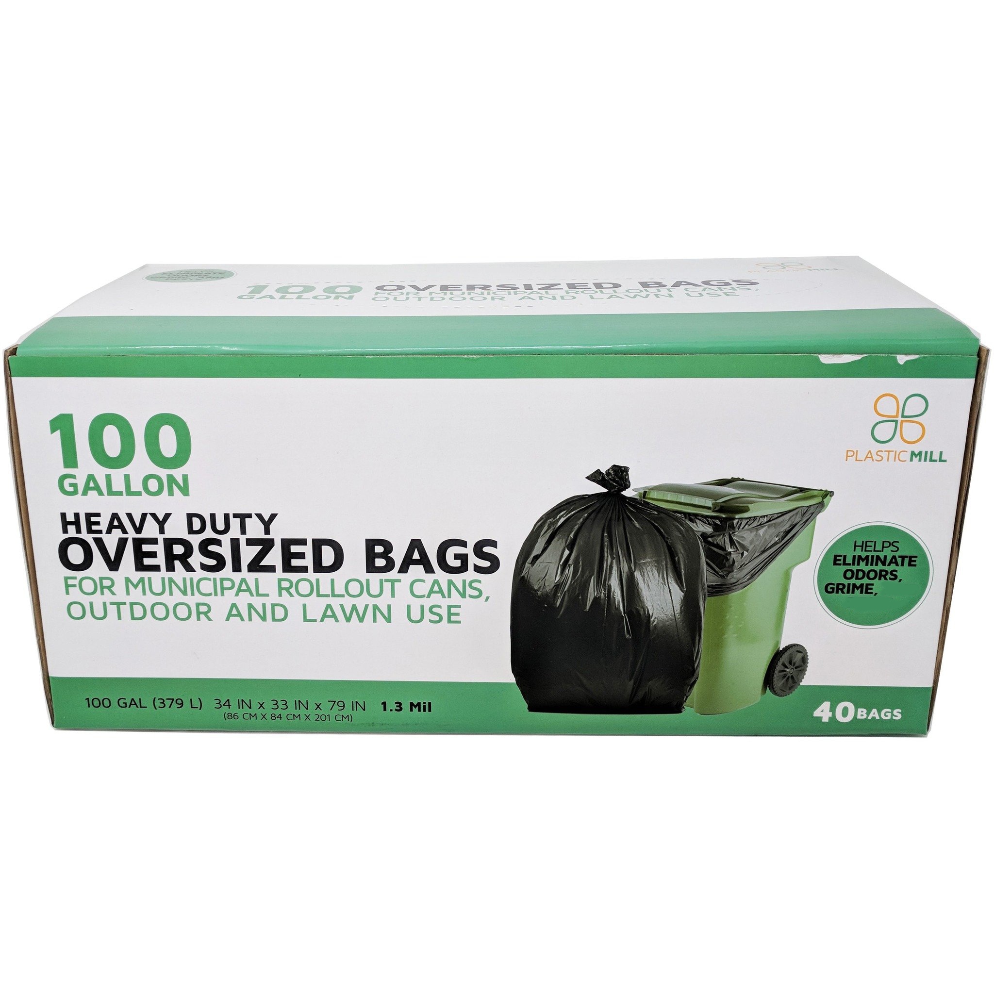 PlasticMill 100-Gallons Black Outdoor Plastic Lawn and Leaf Trash Bag  (40-Count) in the Trash Bags department at