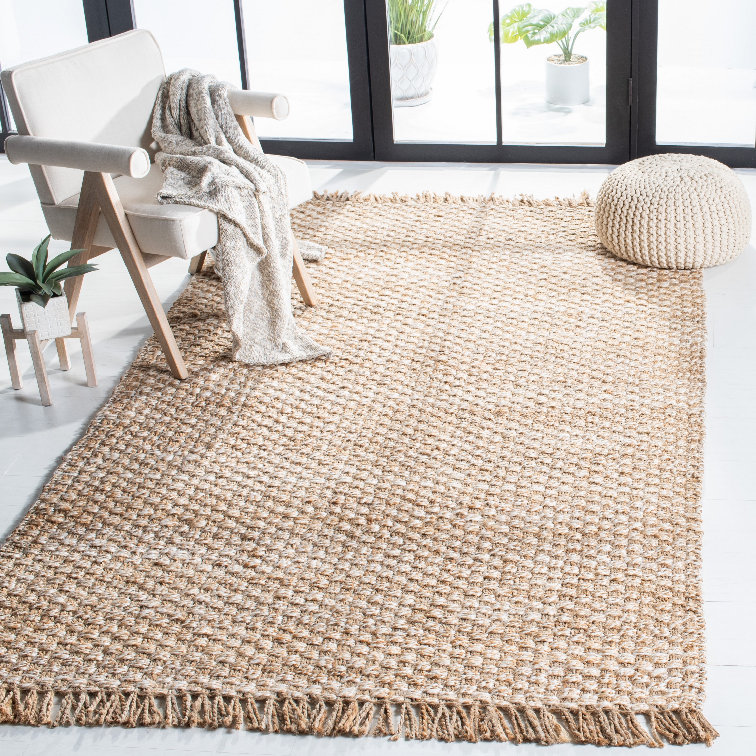 Safavieh NF868A-4 Natural Fiber Port 4 x 6 (ft) Jute Natural/Ivory Rectangular Indoor Solid Coastal Area rug