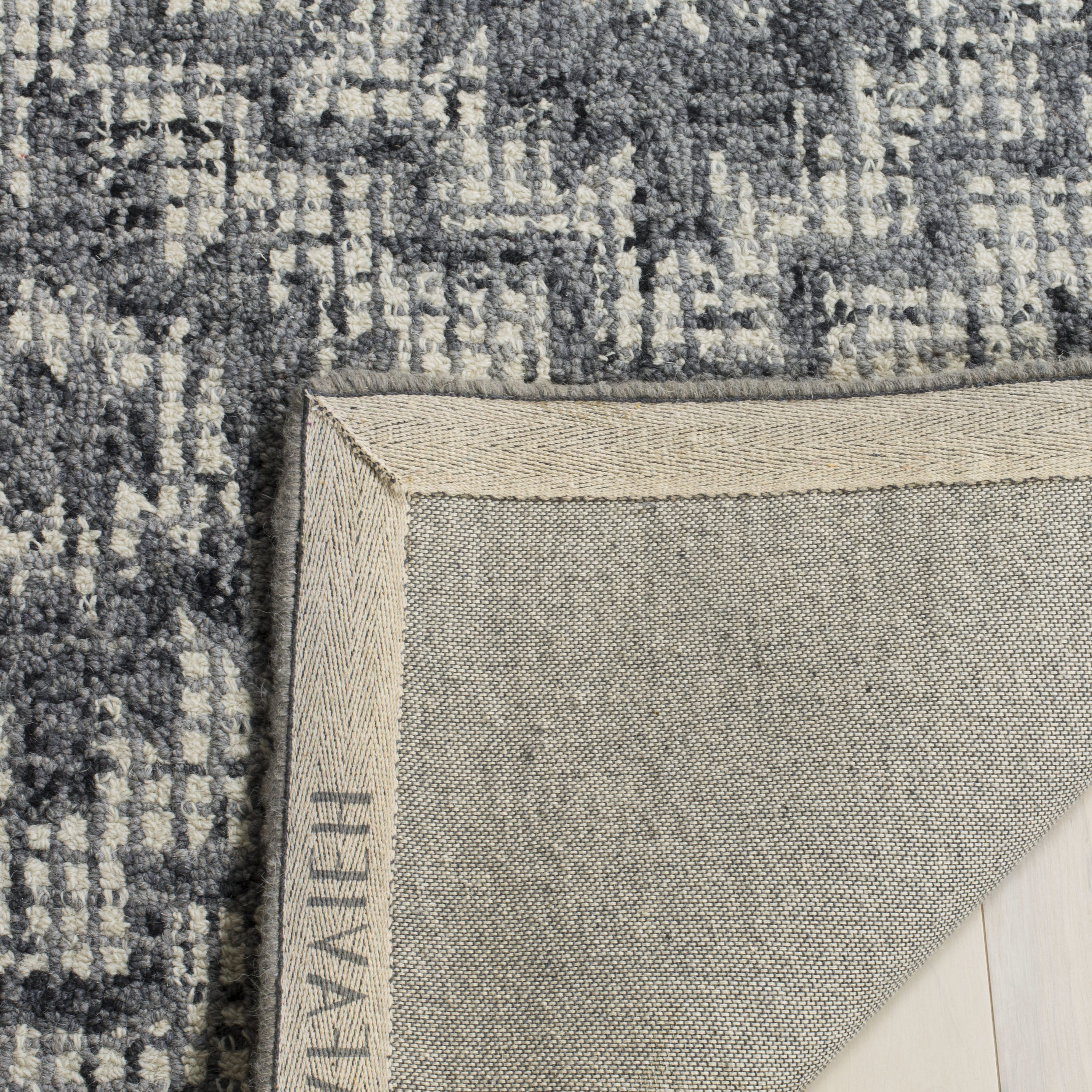 Handmade Abstract Gray Wool Tufted Area Rug