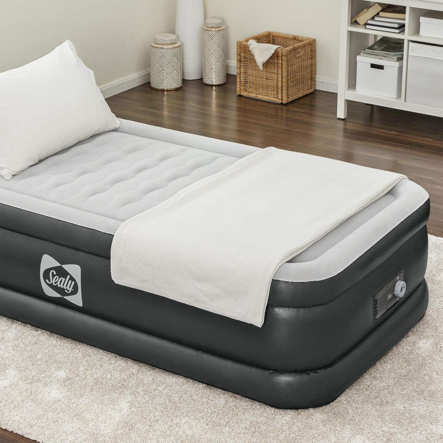 Sealy Twin Size Double High Air Mattress with Internal Pump, Gray, 20 ...