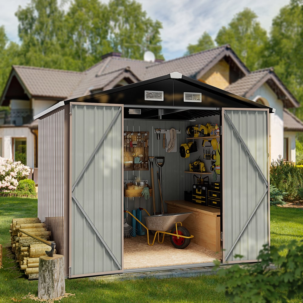 AOXUN 3.6-ft x 6.4-ft Galvanized Steel Storage Shed in the Metal 