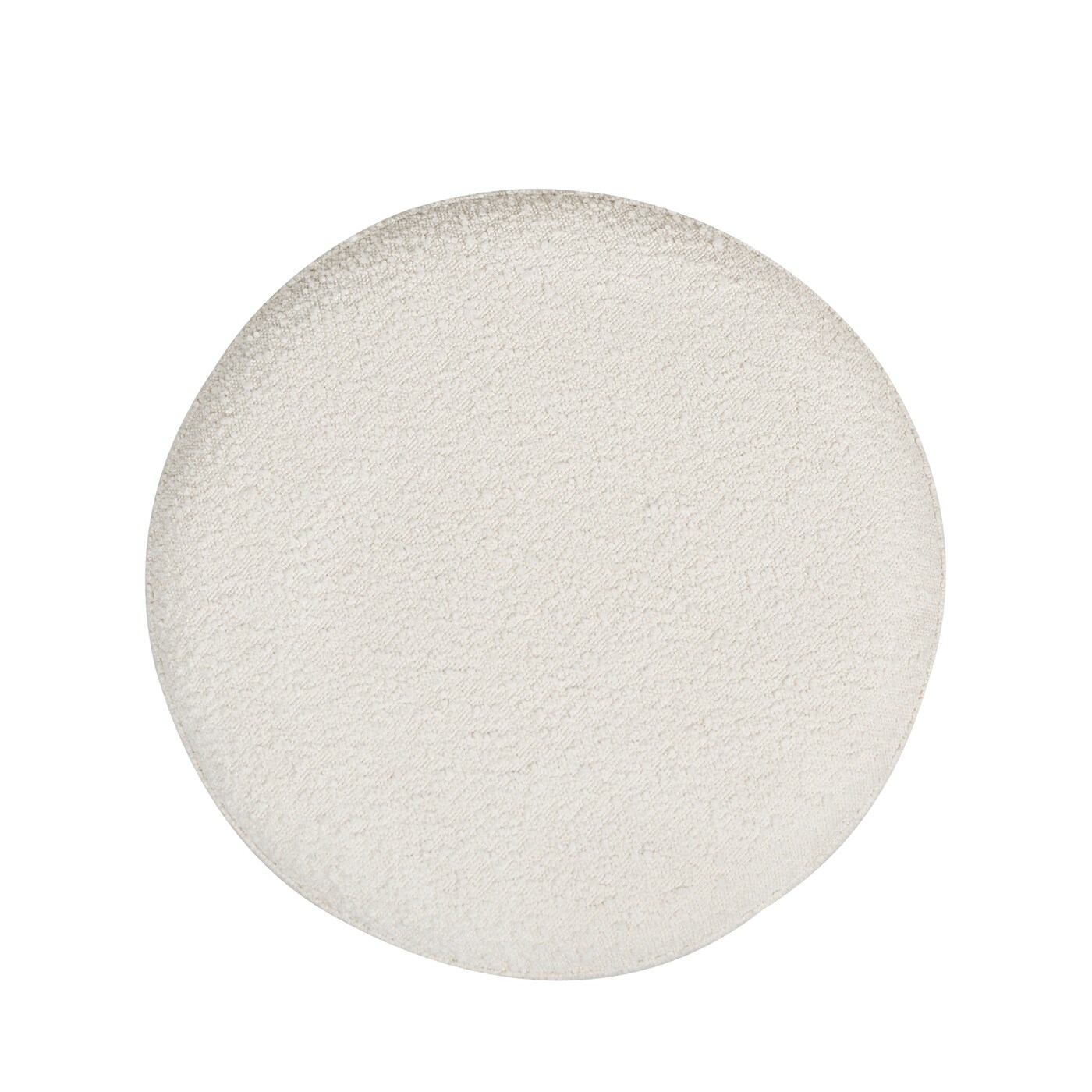 Ivory White 19" Round Boucle Storage Ottoman