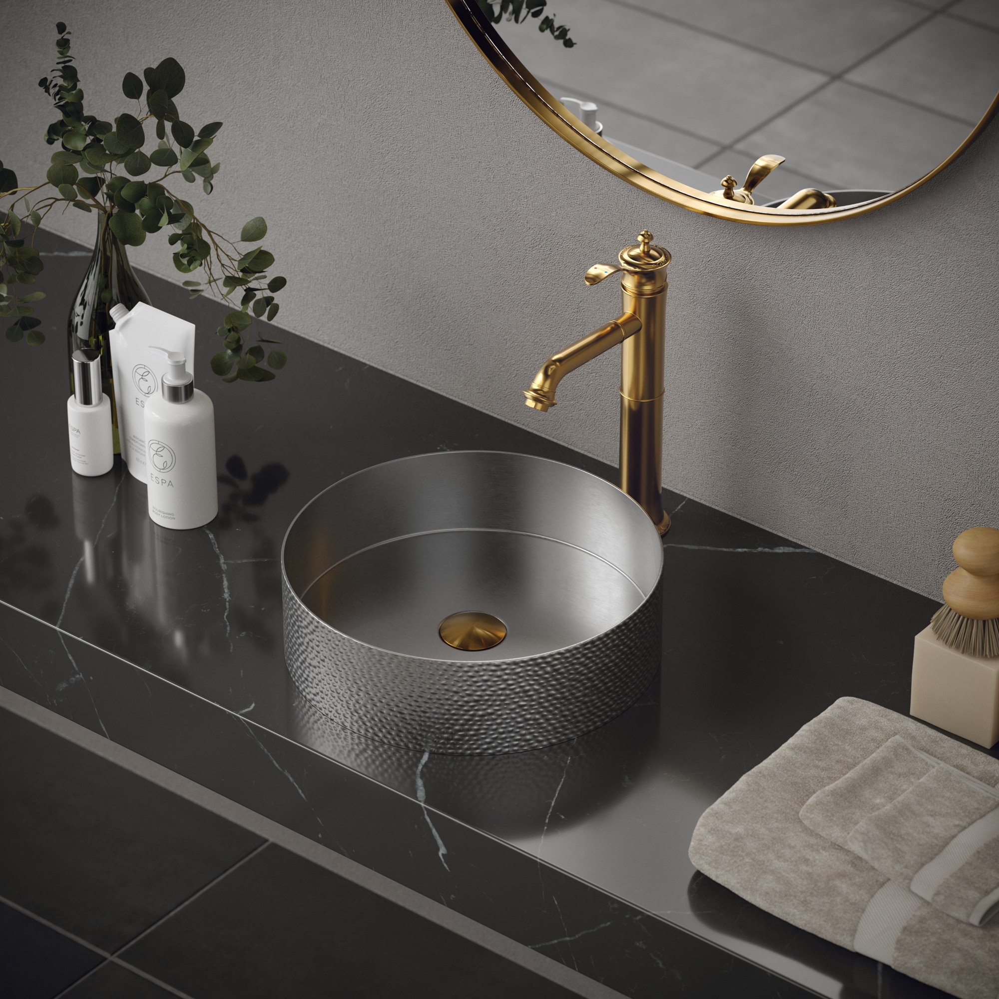 Karran CCV100SS Stainless steel Vessel Round Traditional Stainless Steel Bathroom Sink with Drain Included ( 15-in x 15-in )