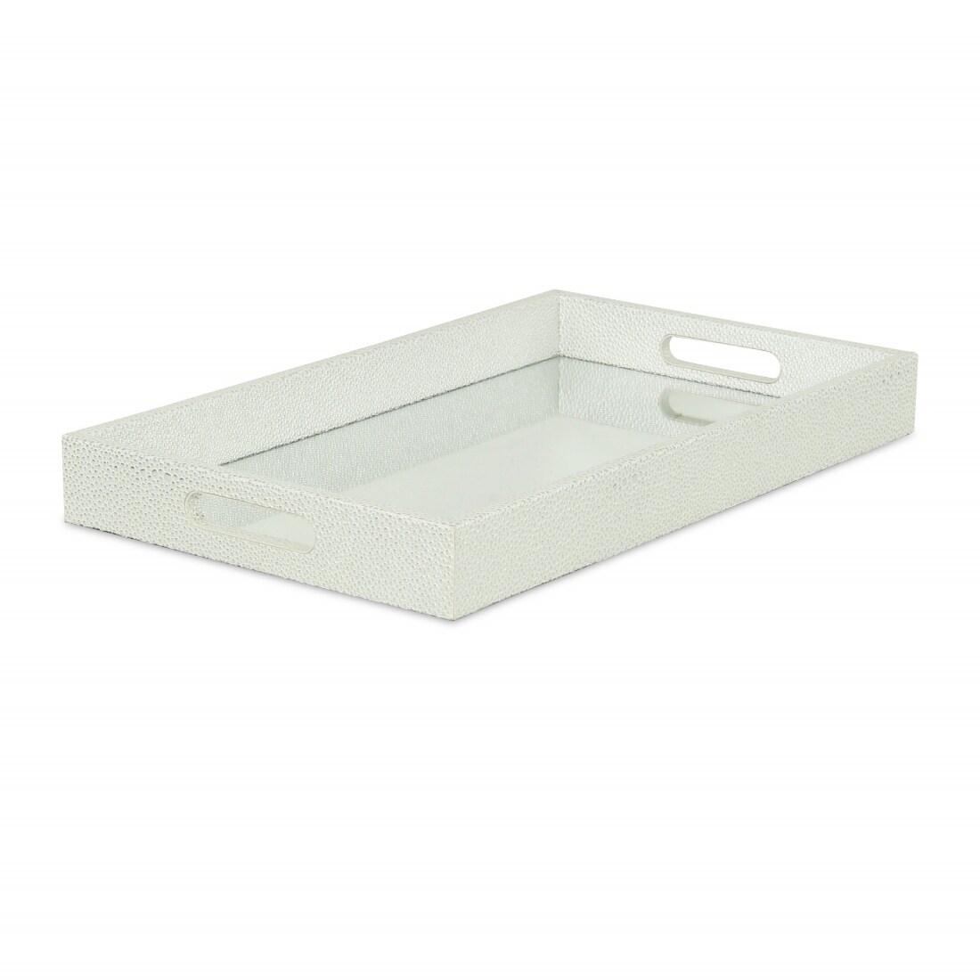 HomeRoots 4000483295 2-in x 15.75-in White Silver Rectangle Serving Tray