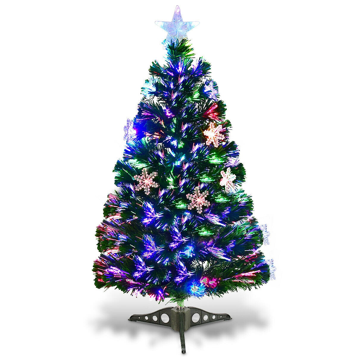 WELLFOR 9 ft. Pre-Lit LED PVC Regular Full Artificial Christmas