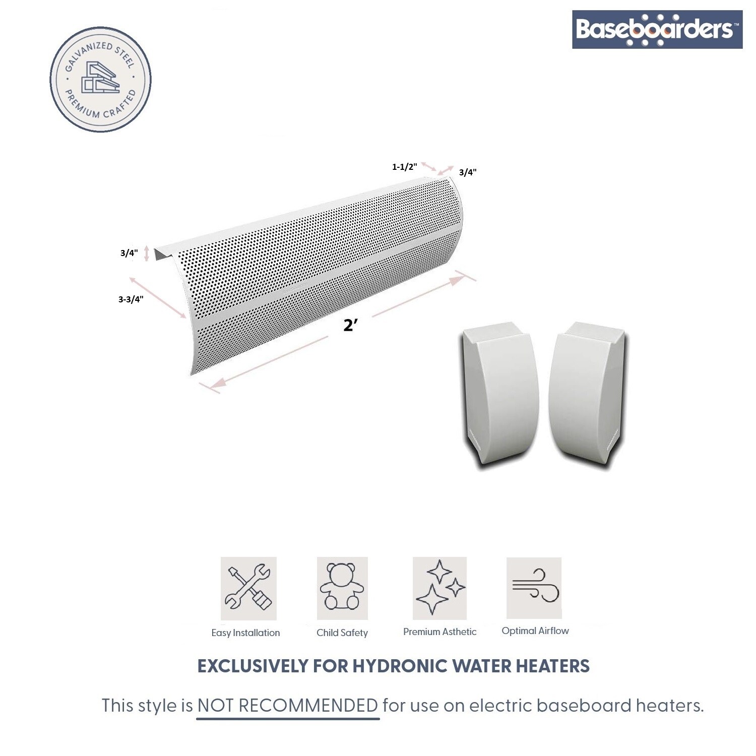 Baseboarders BA001-24-SET-WH Baseboard-Heater-Covers - View #2