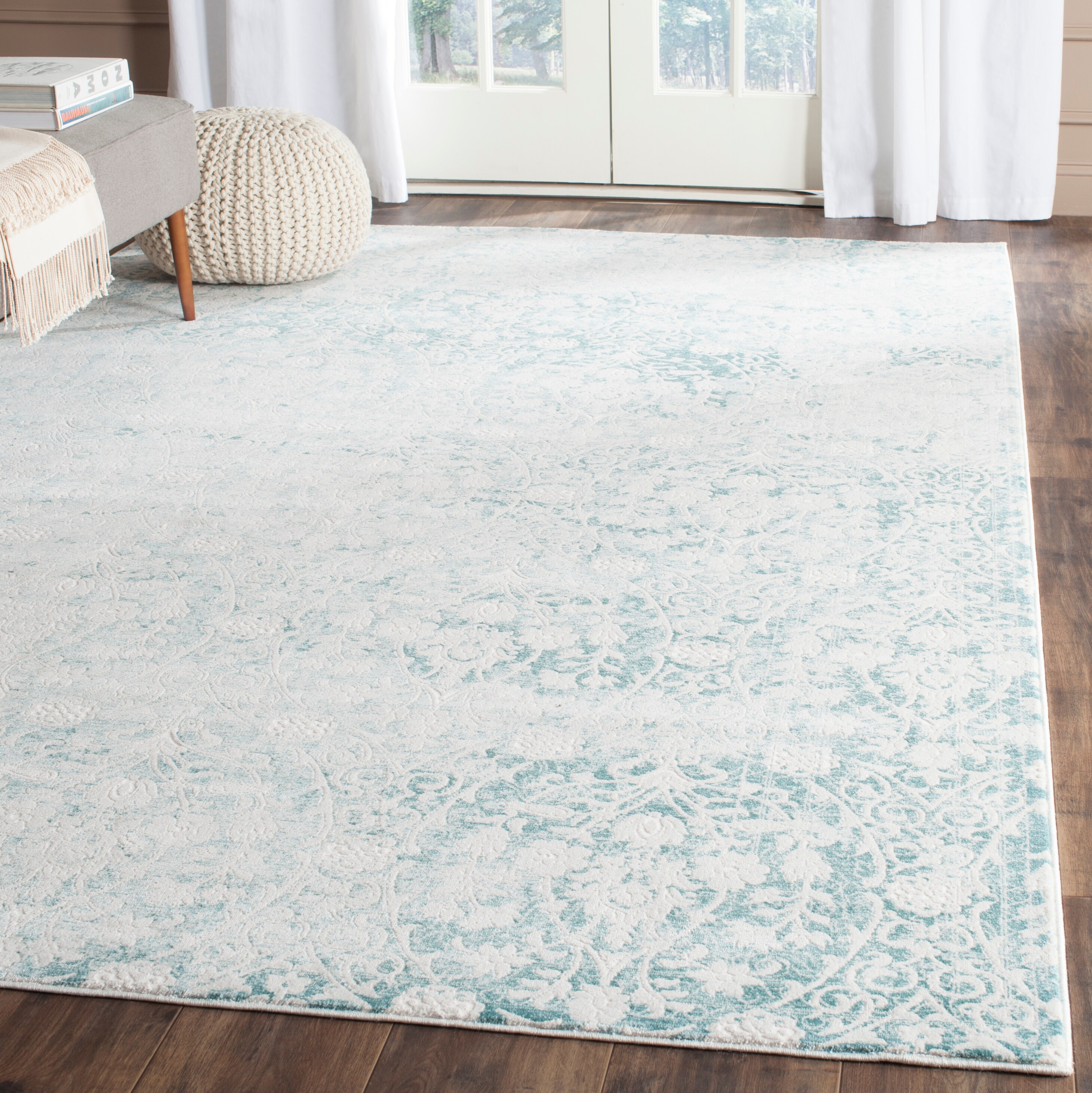 Safavieh PAS403B-8 Passion Parc 8 x 11 (ft) Loomed Synthetic Turquoise/Ivory Rectangular Indoor Distressed/Overdyed Vintage Area rug