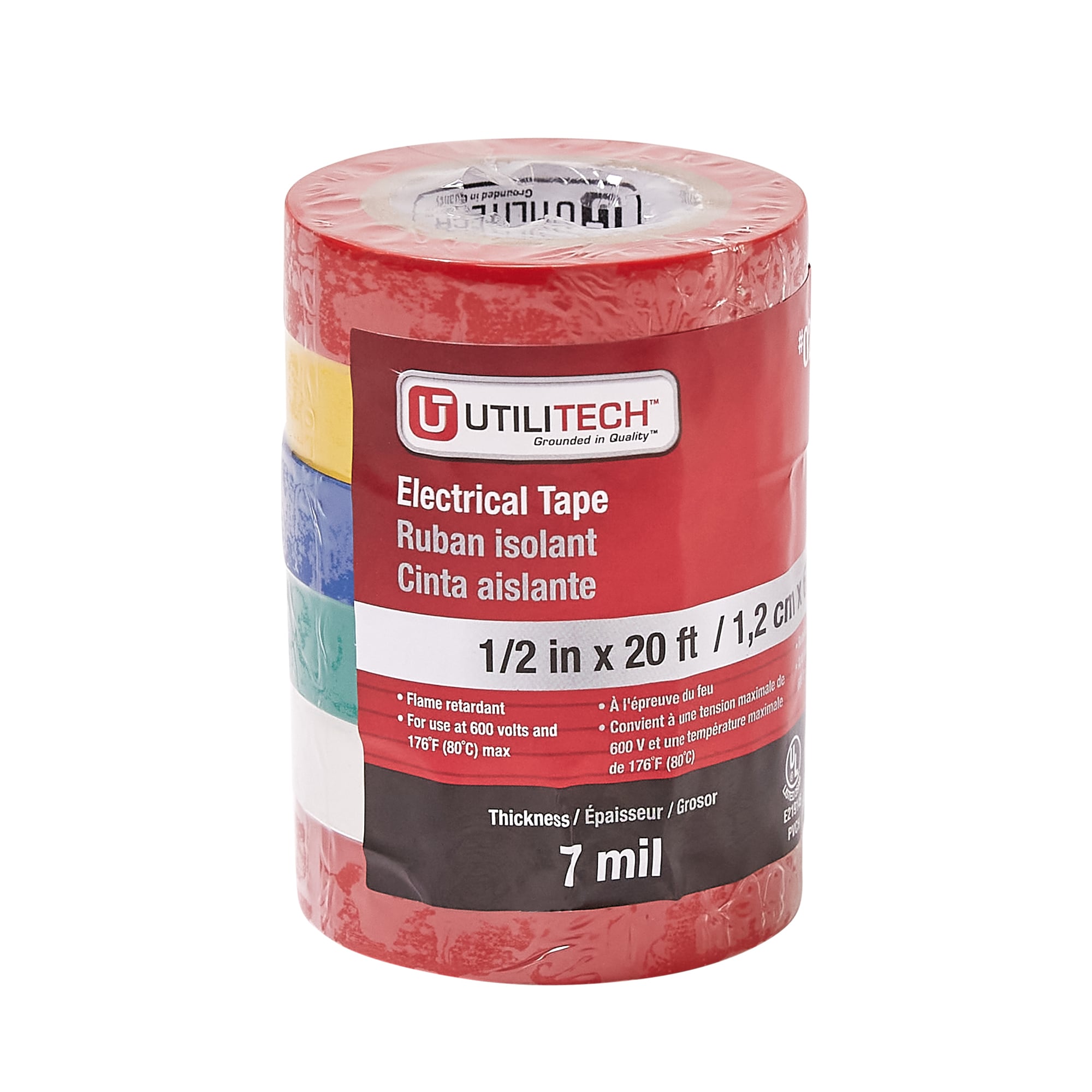 Multi-Colored Electrical Tape 3/4 Inch x 66 Feet - 10 Pack at Cables N More