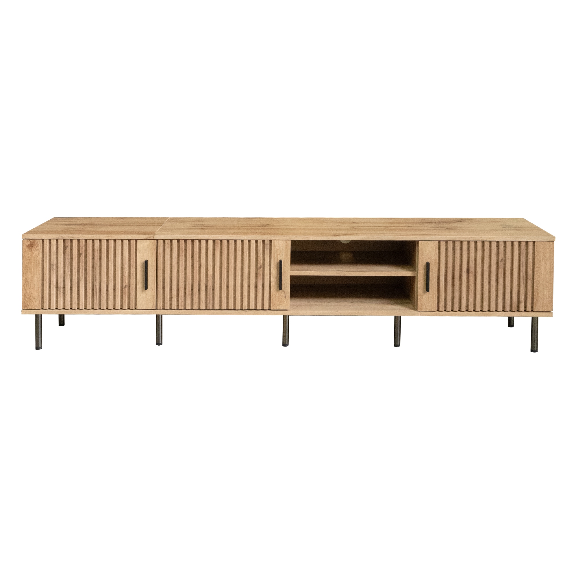 Bybafun - Modern/Contemporary Natural Wood 78.7-in W TV stand ( Accommodates TVs up to 85-in )