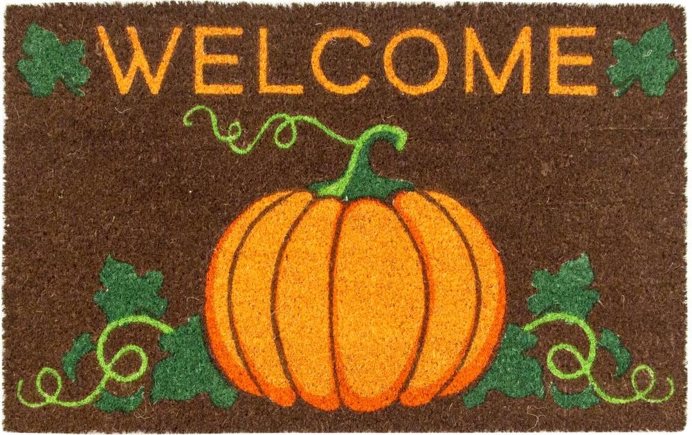 Entryways P2085 Brown/Orange/Green Rectangular Outdoor Decorative Welcome Door Mat
