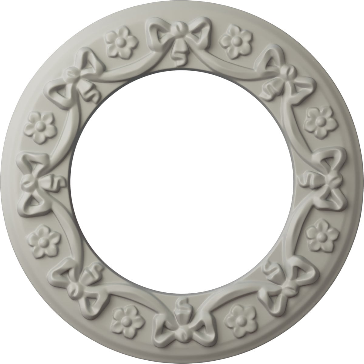 Ekena Millwork CM12RIPCF Ribbon with Bow 12.25-in W x 12.25-in L Painted Pot Of Cream Polyurethane Whole Ceiling Medallion