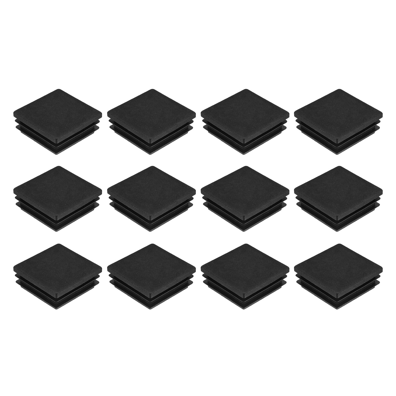 Unique Bargains 12pcs Square Plastic Plugs 45 x 45mm/1.77 x 1.77inch PE Pipe Tubing End Caps for 38-43mm/1.5-1.69inch Square Tube Furniture Chair Leg Black #S26042000UX1063