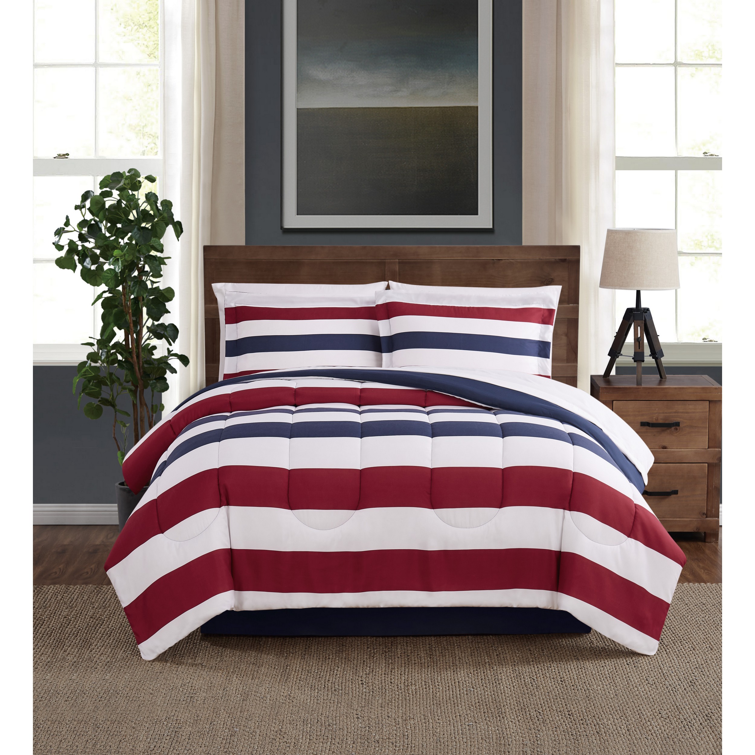 Style 212 BIB3607TXL-3240 Modern Stripe 6-Piece Multiple Twin Extra Long Comforter Set