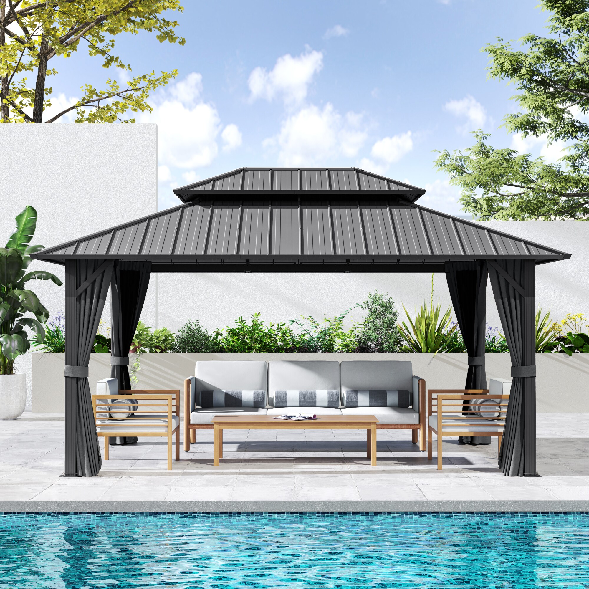  EL-ZPTPSJ-1216-H-WL3 15.73-ft x 11.93-ft EGEIROS LIFE Gray Solarium with Hardtop Roof
