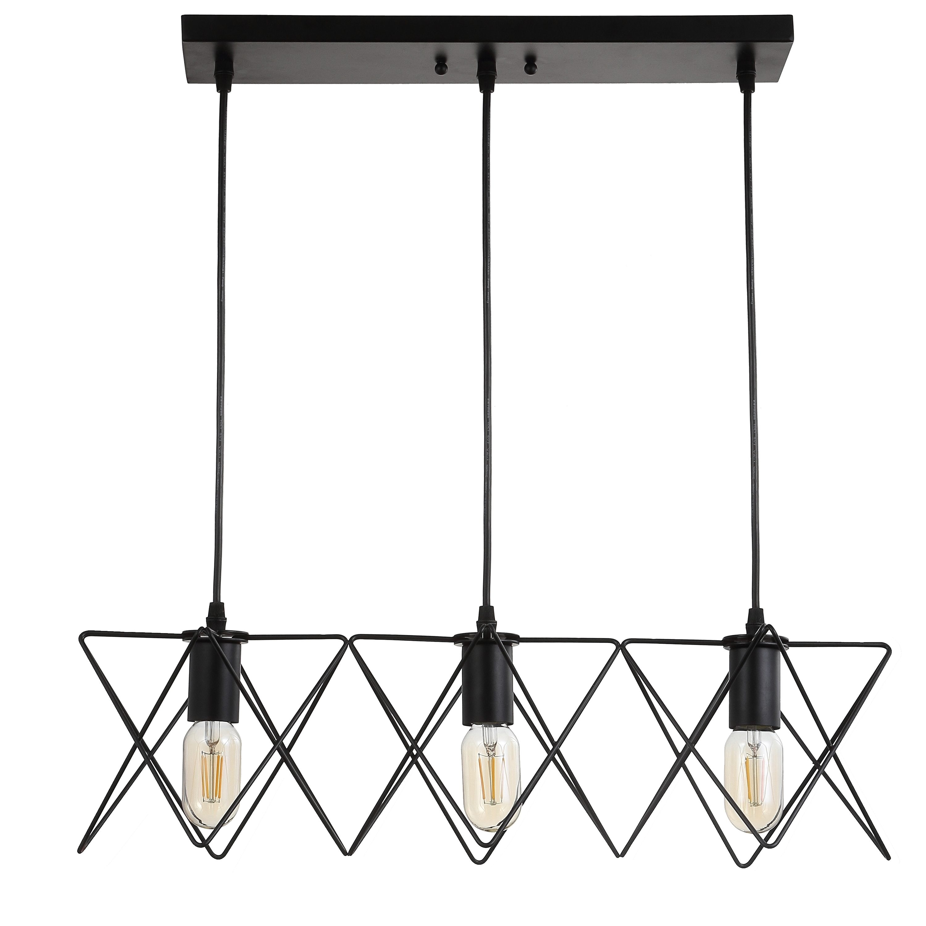 Black Geometric Triangular 3-Light LED Island Pendant