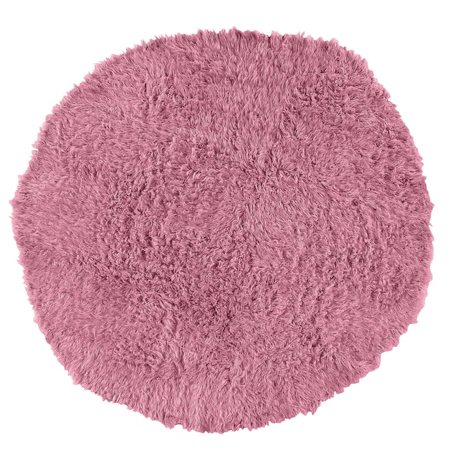 Linon New Flokati Wool Lilac Wool Round Indoor Solid Area Rug in the ...