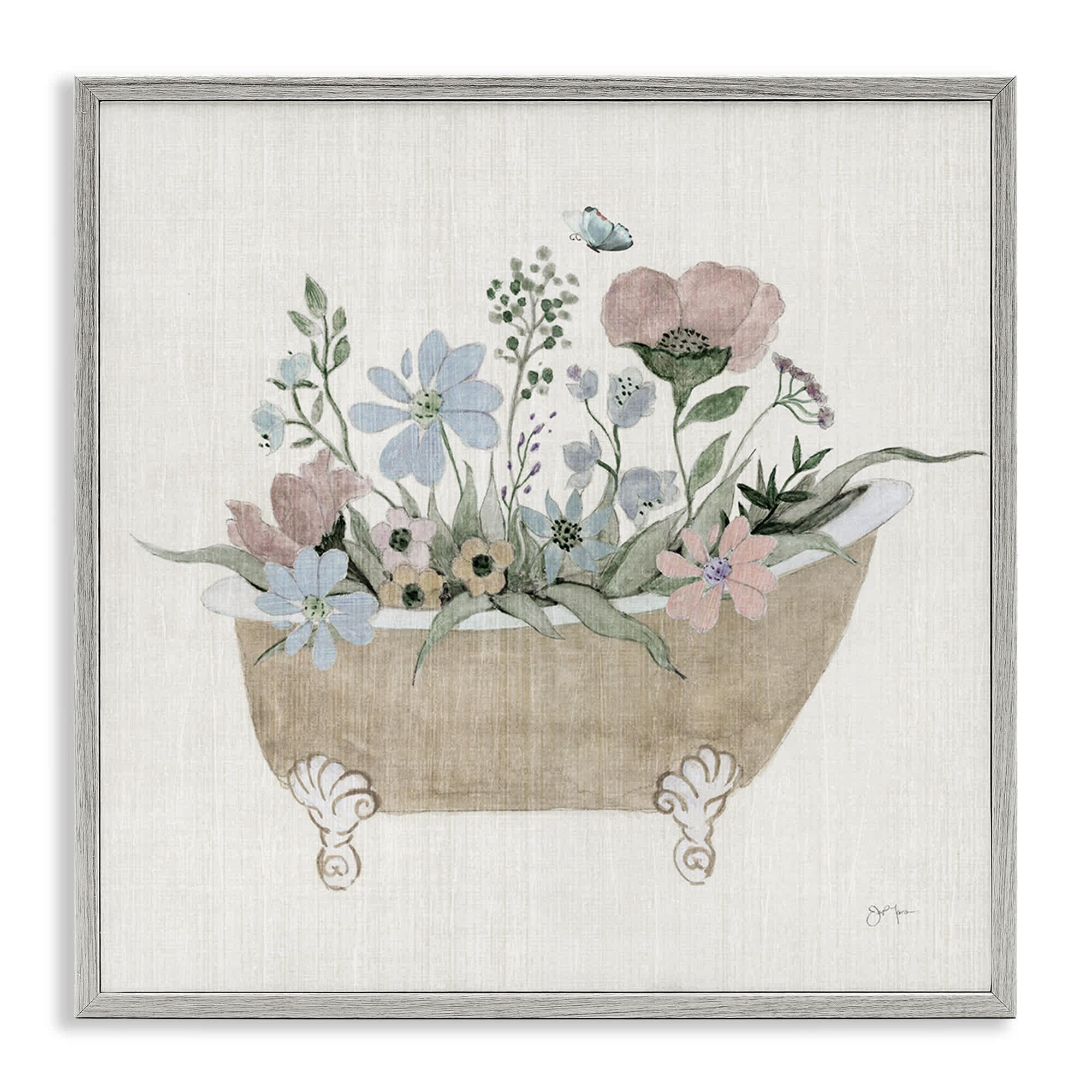 Stupell Industries BS-136-GFF-12X12 Rustic Botanicals in Tub Framed Giclee design by Janet Tava