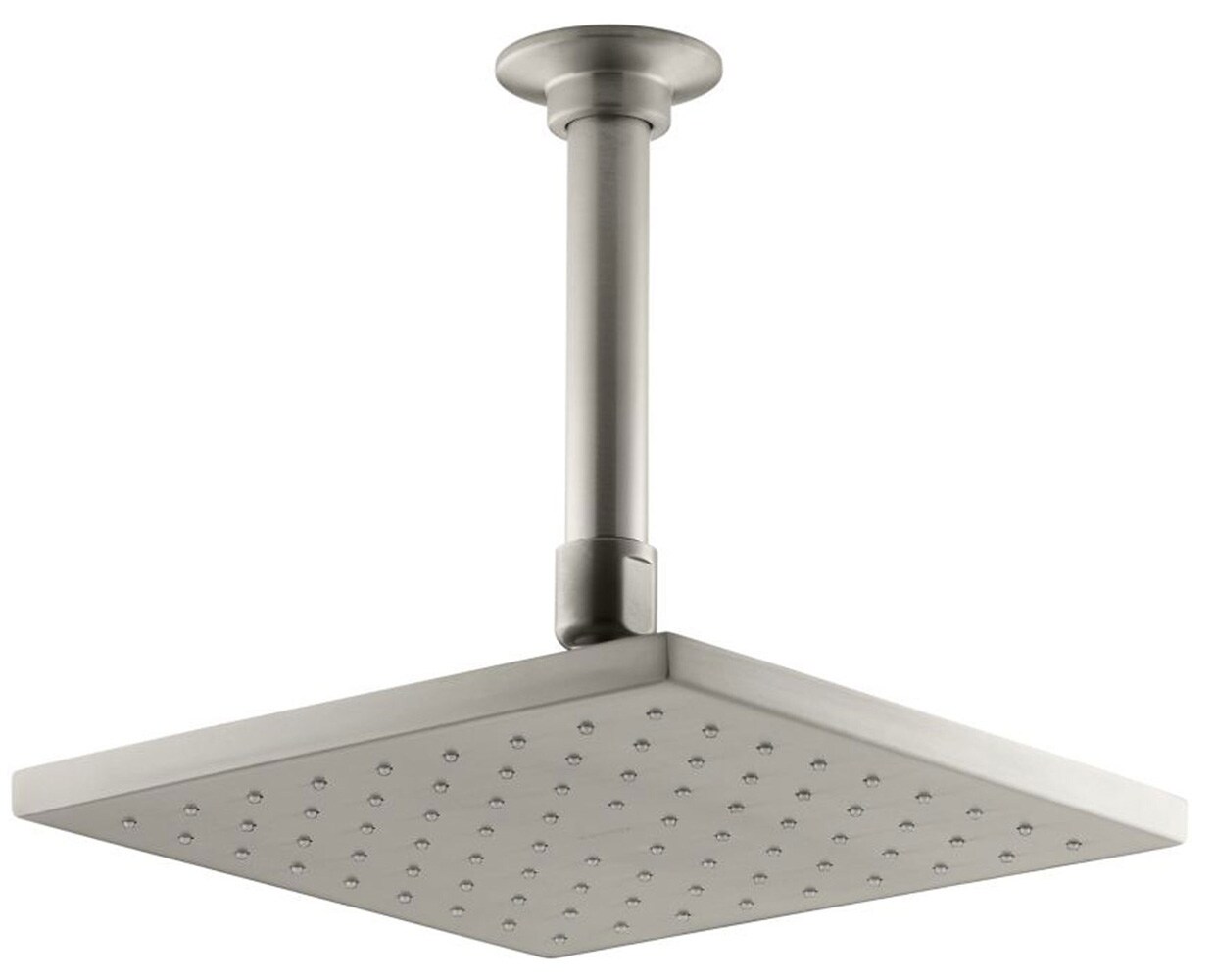 Vibrant Brushed Nickel Square Ceiling Mounted Rain Showerhead