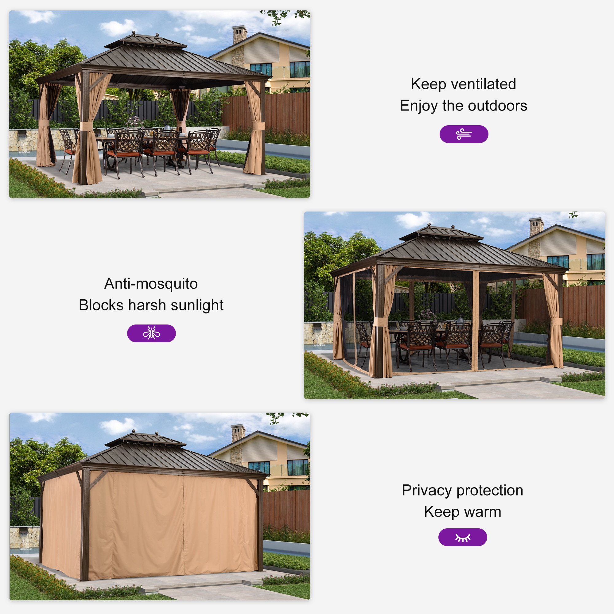 PURPLE LEAF LSMHS1214DB Wood-Resin-Gazebos - View #9