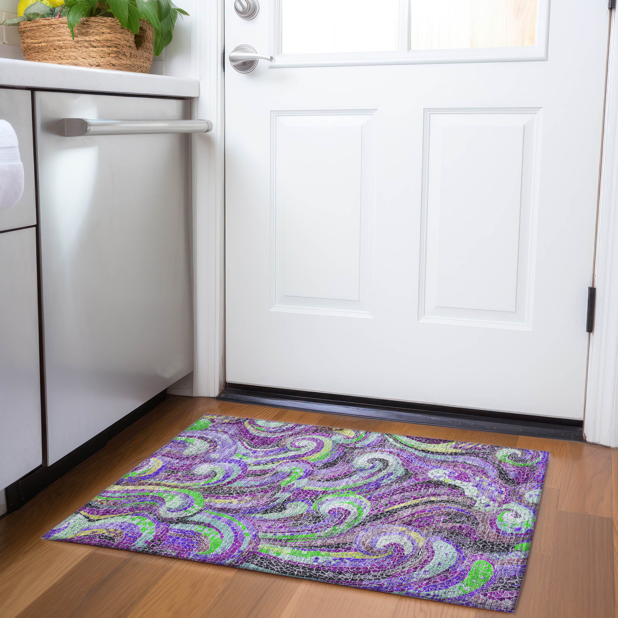 Addison Rugs AMF193PP20X30 Mayfield AMF193PP 2 x 3 (ft) Loomed Polyester Purple Rectangular Indoor Geometric Machine washable Area rug