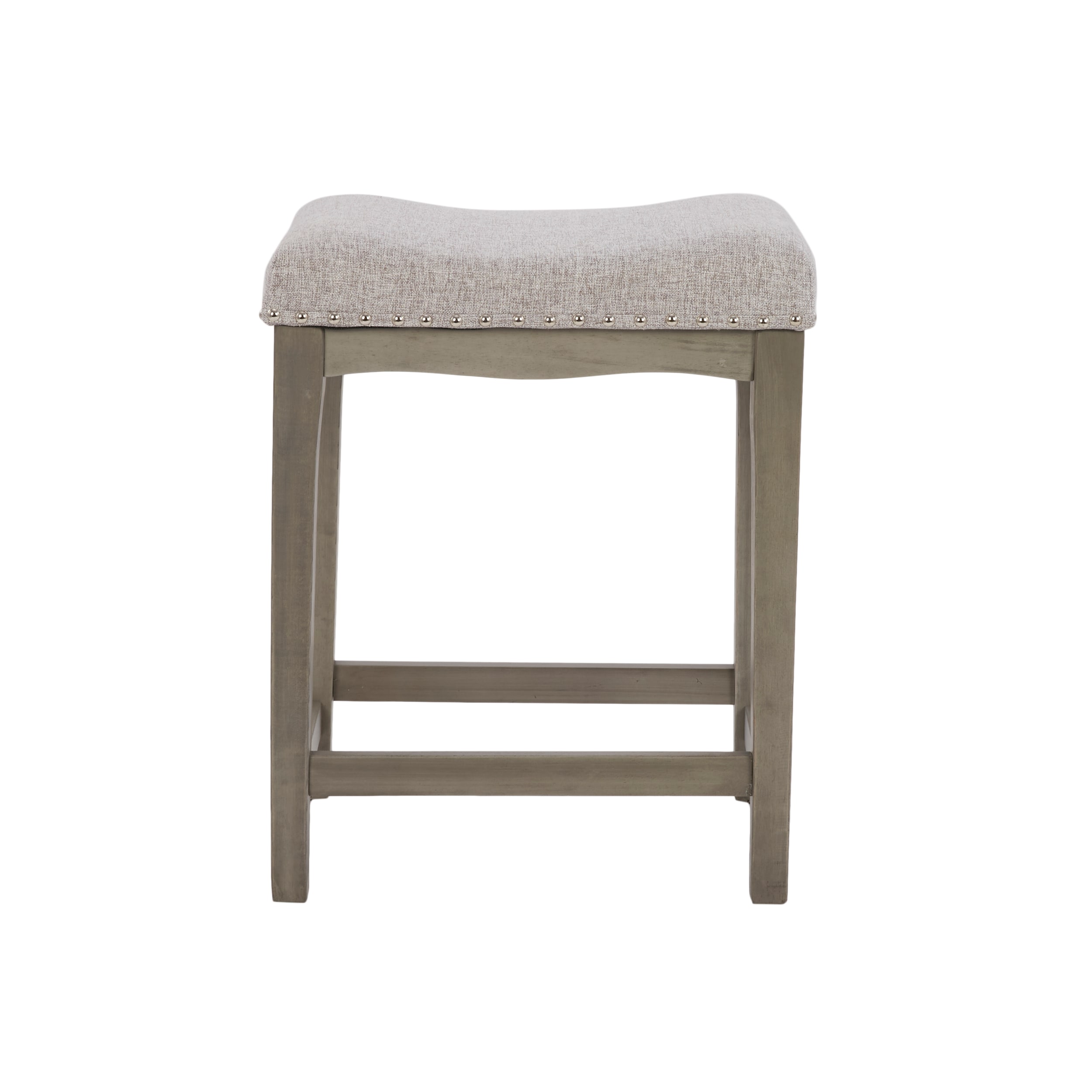 allen + roth Antique Gray 29.9-in H Bar height Upholstered Swivel Wood Bar  Stool Back in the Bar Stools department at