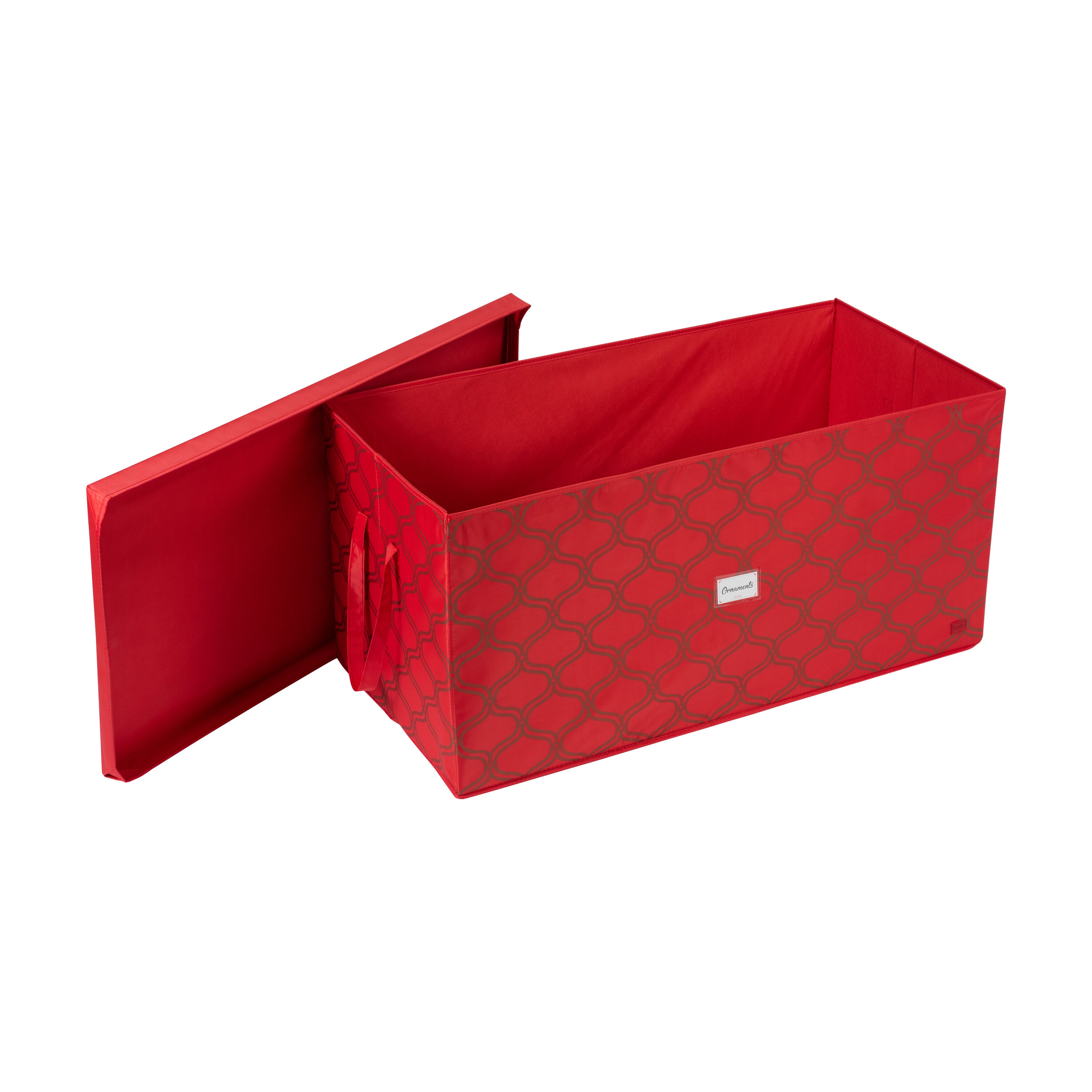 Simplify 12.2-in x 12.2-in 80-Compartment Red Polyester Ornament Storage  Box in the Ornament Storage Boxes department at