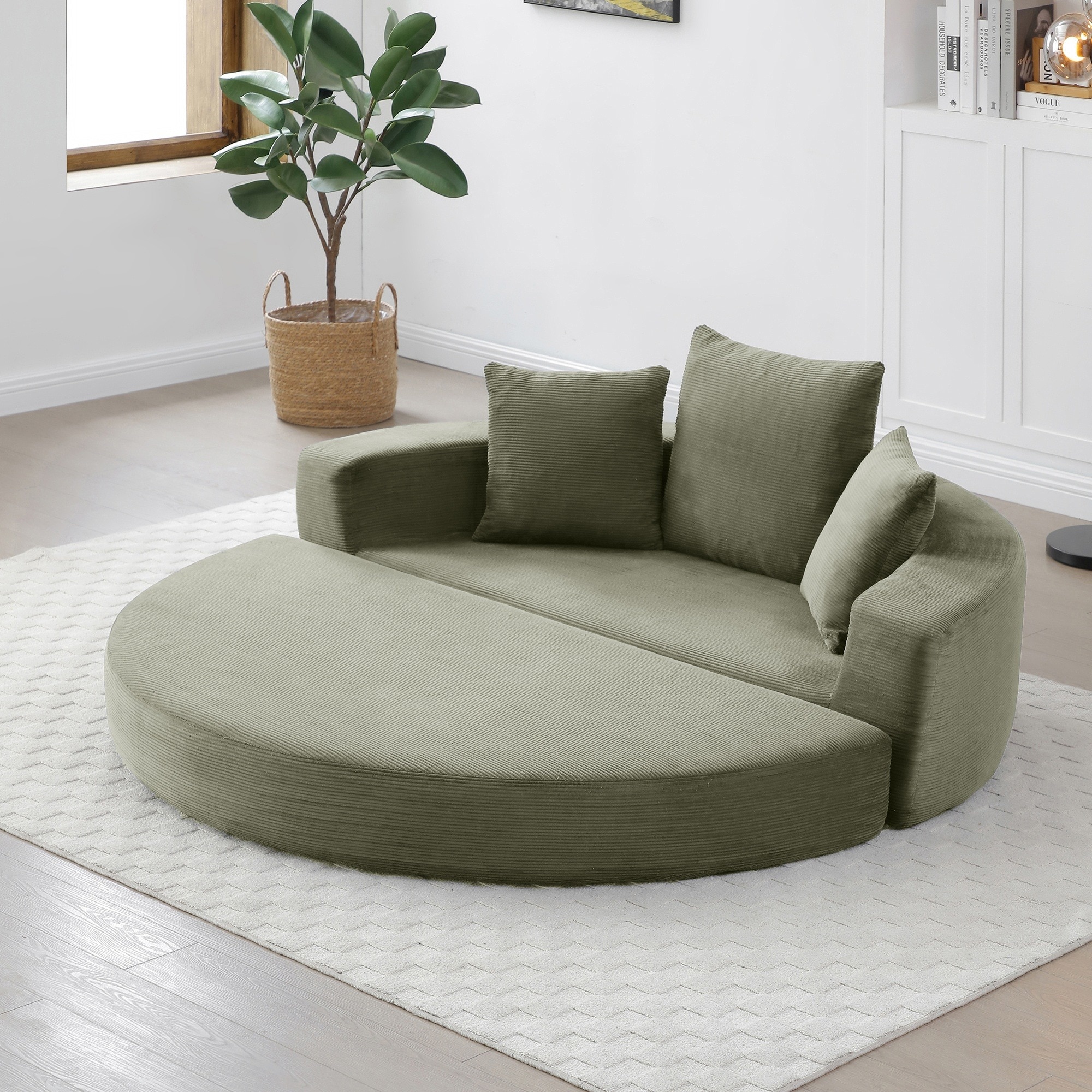 Horizons Prime - Green Corduroy Adjustable Convertible Sofa Couch Bed with High-Density Foam Filling