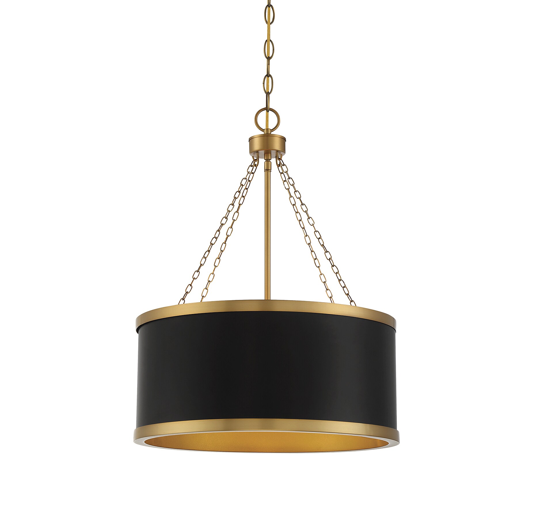 Delphi Vintage Hollywood 6-Light Black and Warm Brass Drum Pendant