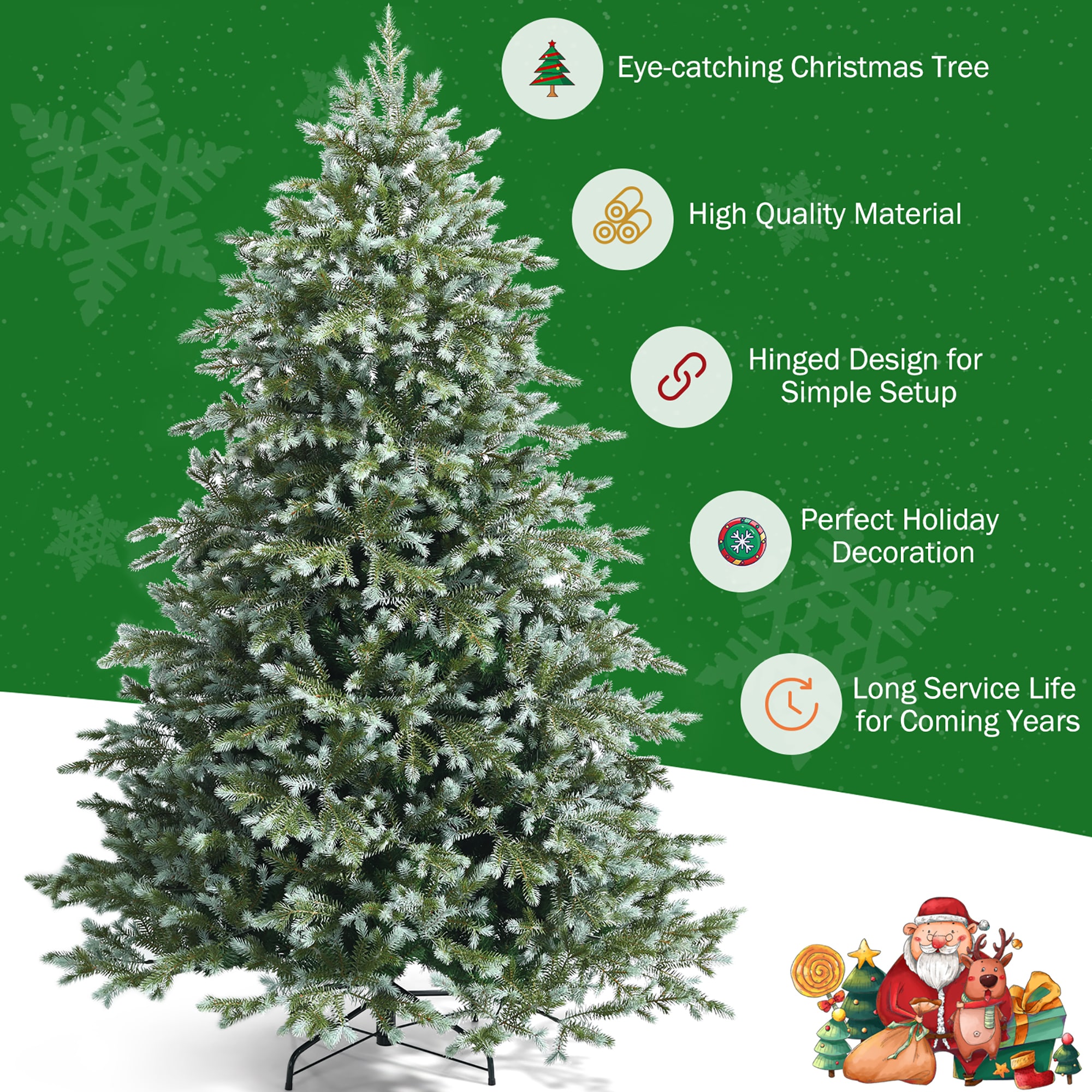 7ft Green Artificial Spruce Christmas Tree with Metal Stand