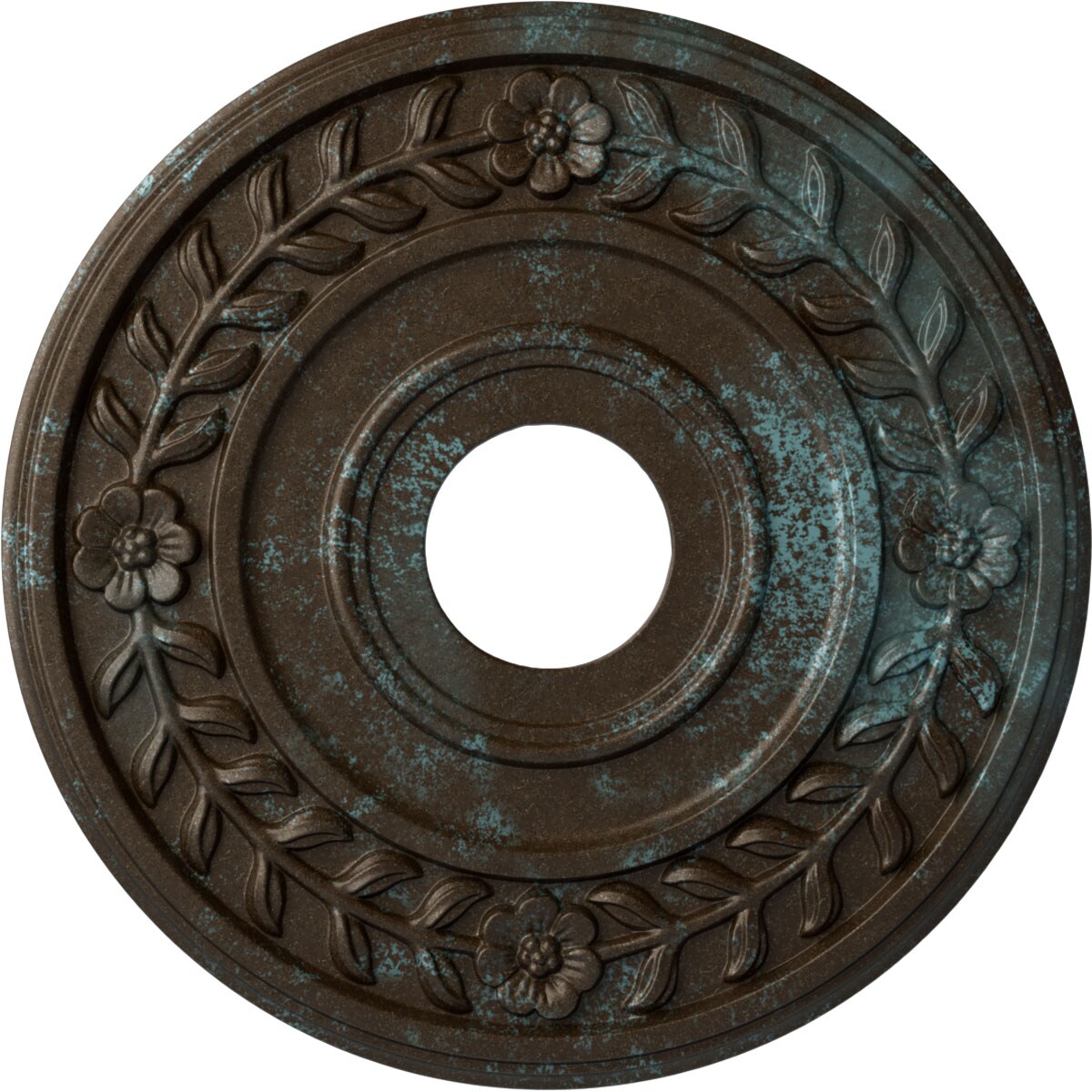 Ekena Millwork CM16WRBBS Wreath 16.25-in W x 16.25-in L Painted Bronze Blue Patina Polyurethane Whole Ceiling Medallion