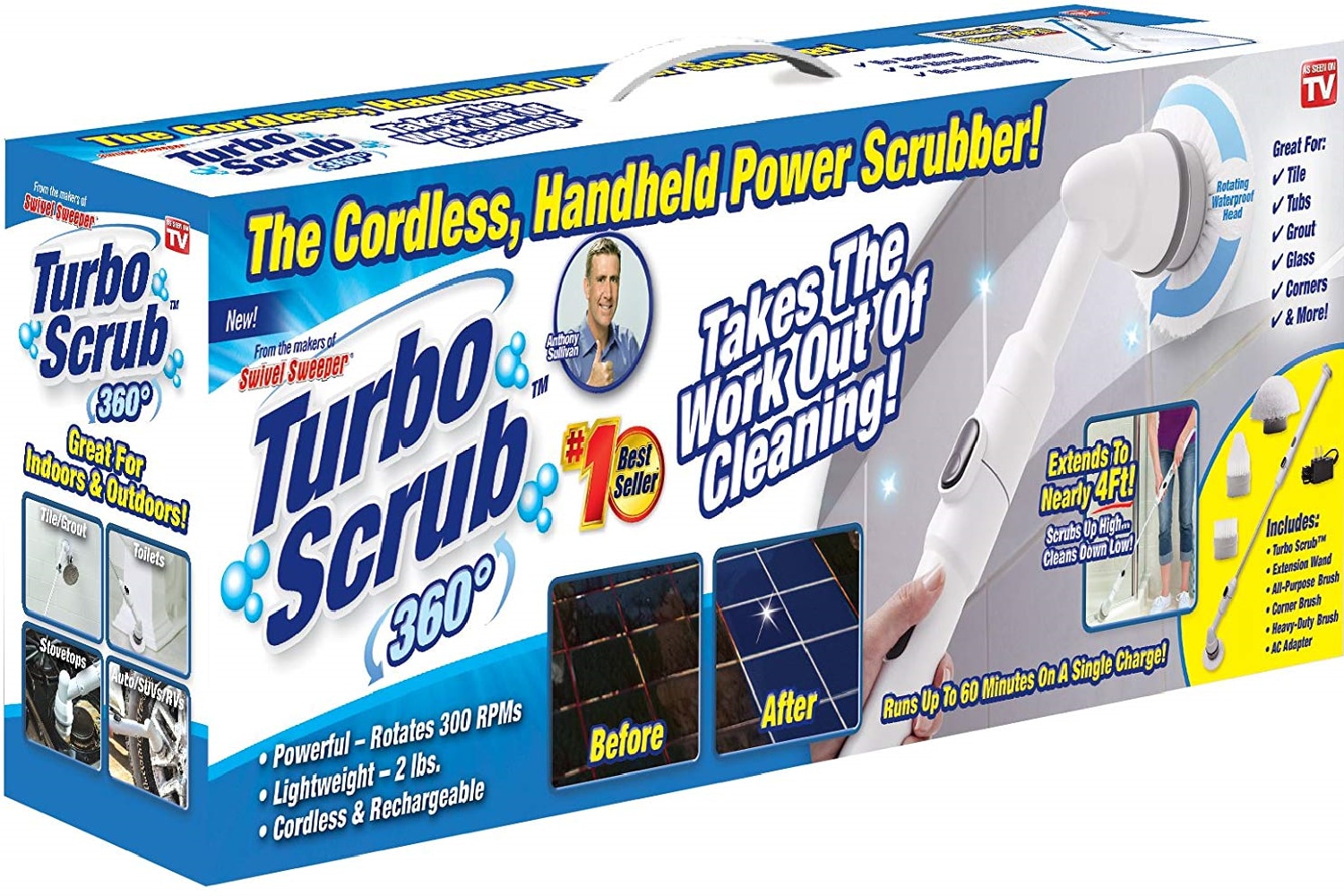 Sun Joe Cordless Handheld 360-Degree Spin Scrubber Brush