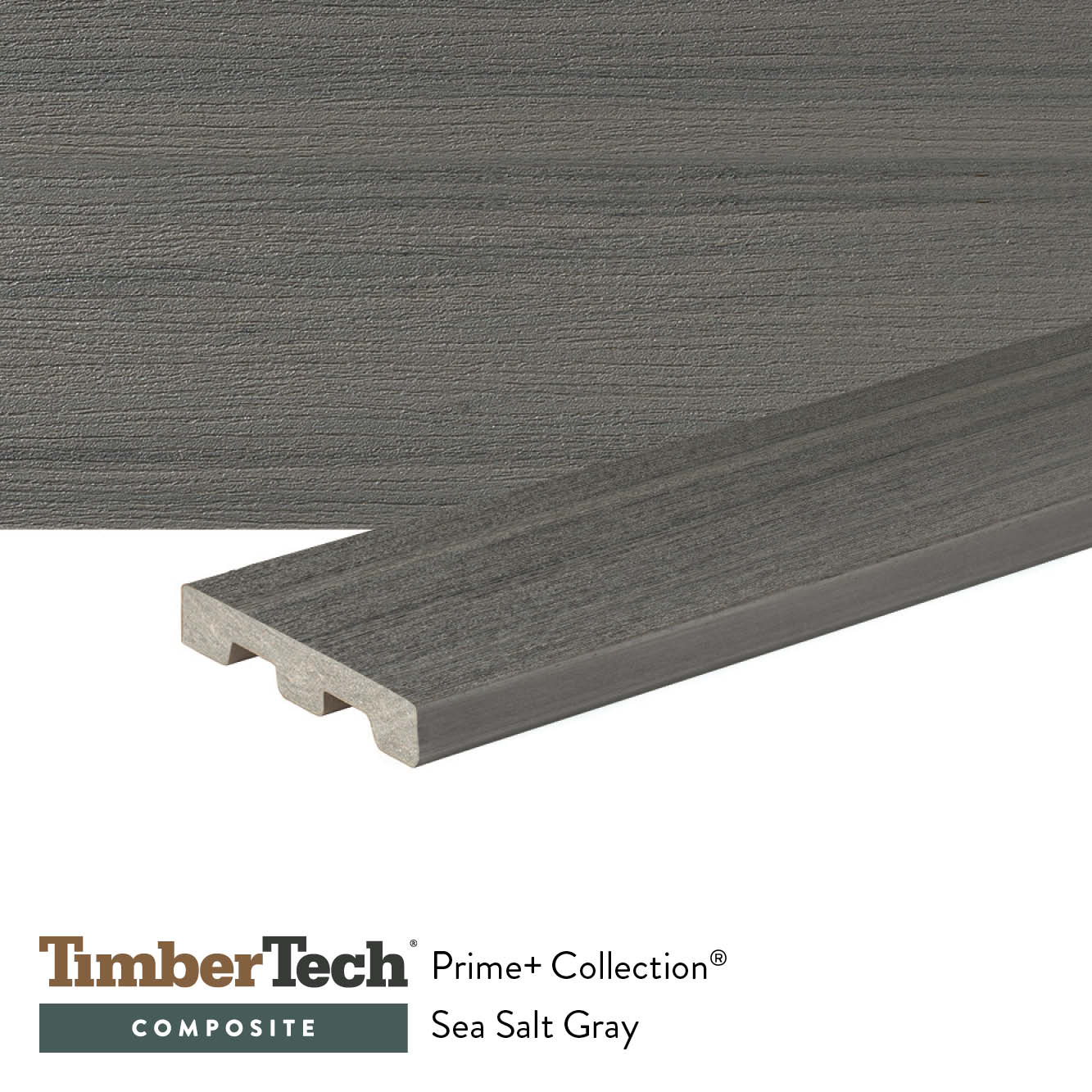 TimberTech Prime+ 1-in x 6-in x 16-ft Sea Salt Gray Square/Scalloped Composite Deck Board