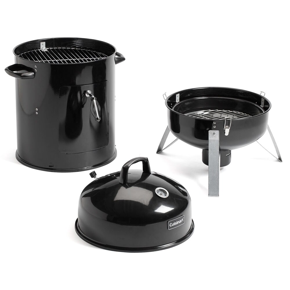 Barton 18 inch Portable Round Charcoal Smoker Vertical BBQ Grill Built-in