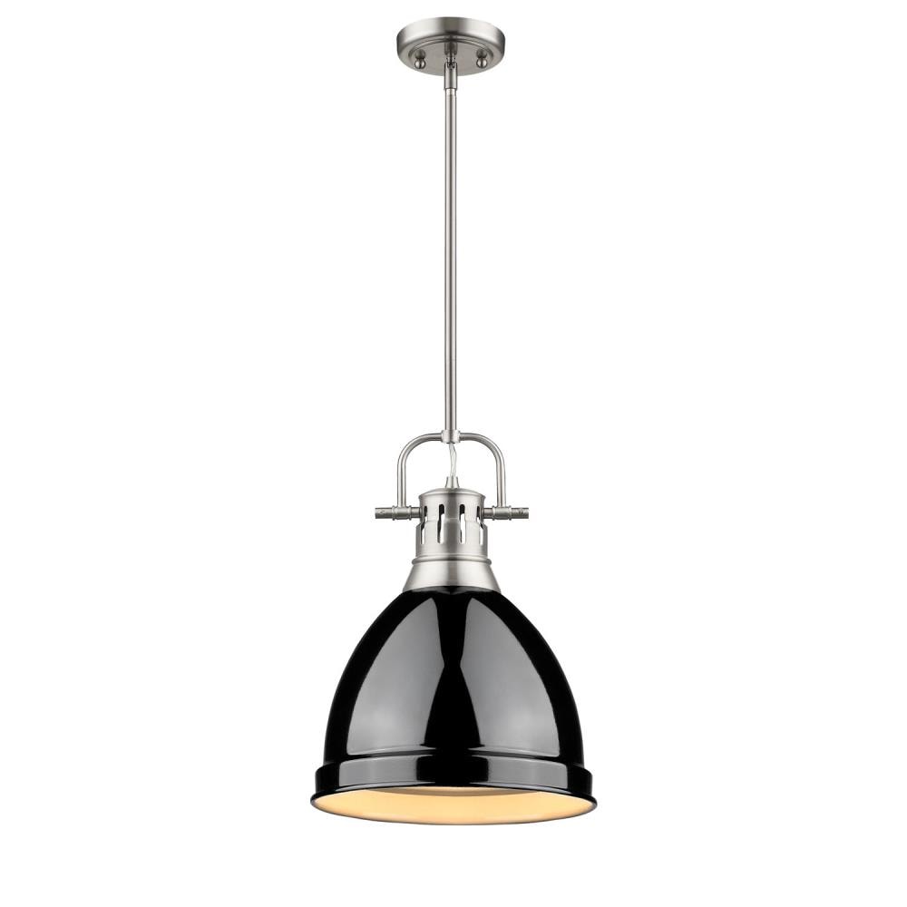 Golden Lighting 3604-S PW-BK Duncan 1 -Light Pewter Transitional Dome Mini Hanging Pendant light