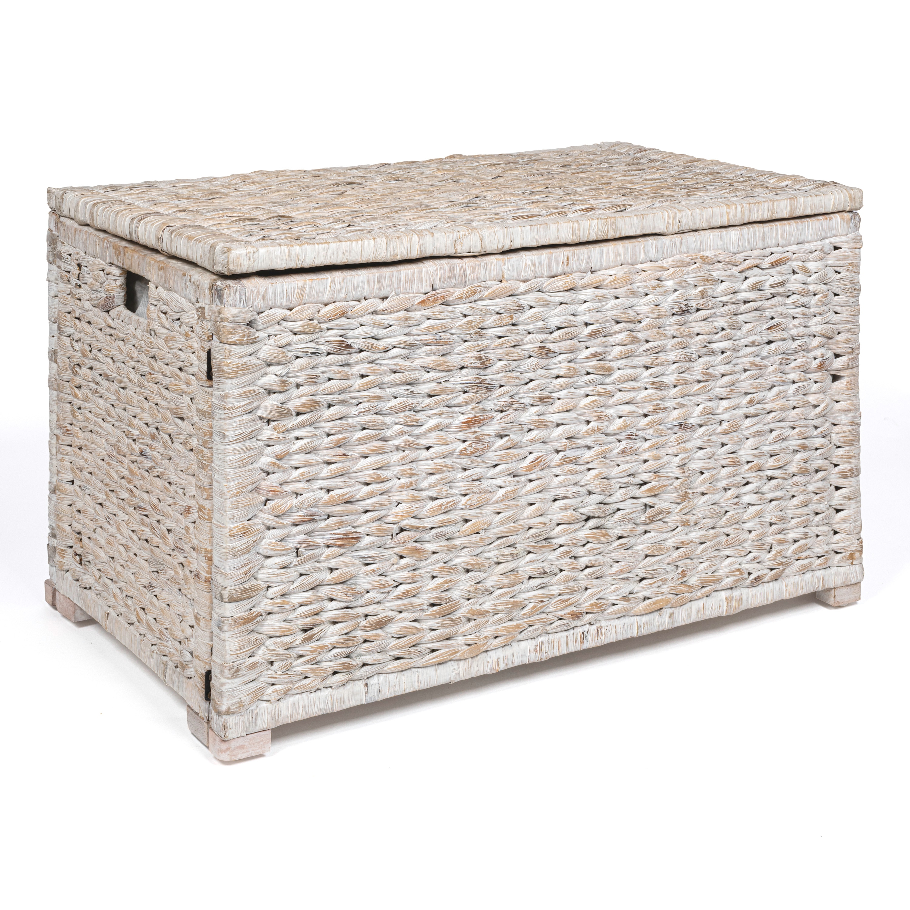 happimess HPM9005C 3.28 -cu ft White Wash Wood Storage Trunk
