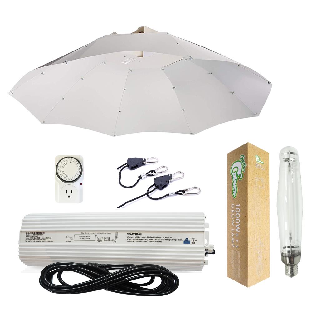 400W Watt 2 HPS Parabolic Grow Light Digital System Set Kit Umbrella Reflector 